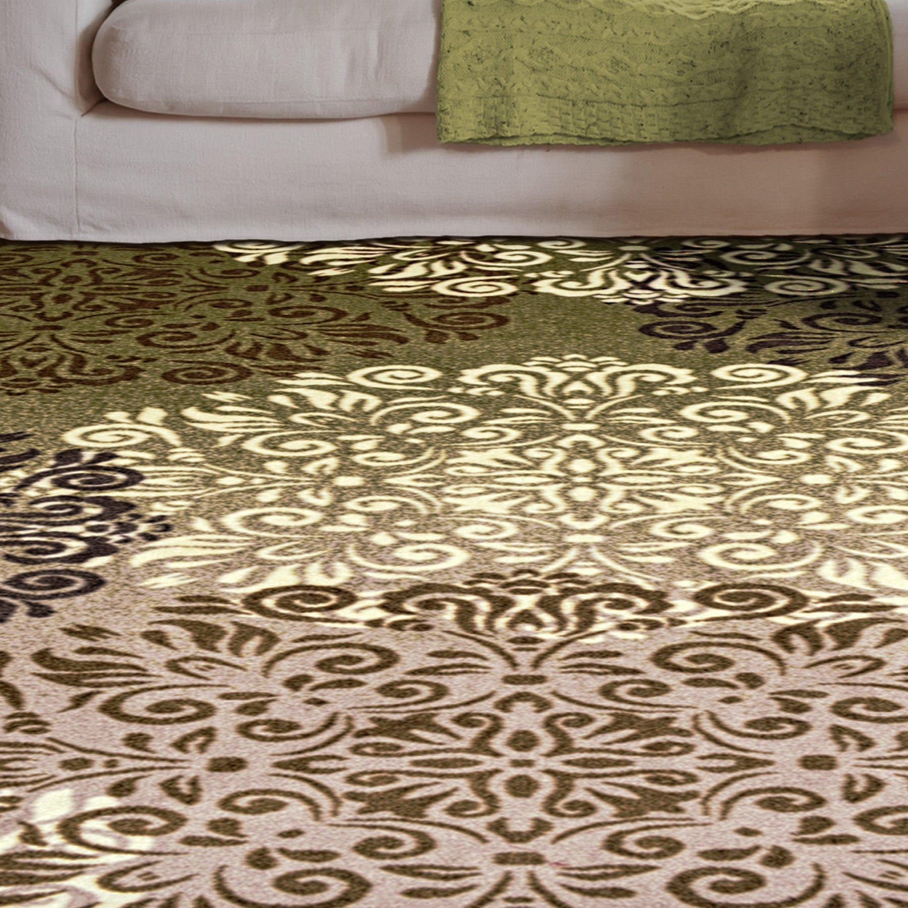Hedena Traditional Non-Slip Medallion Floral Indoor Washable Area Rug
