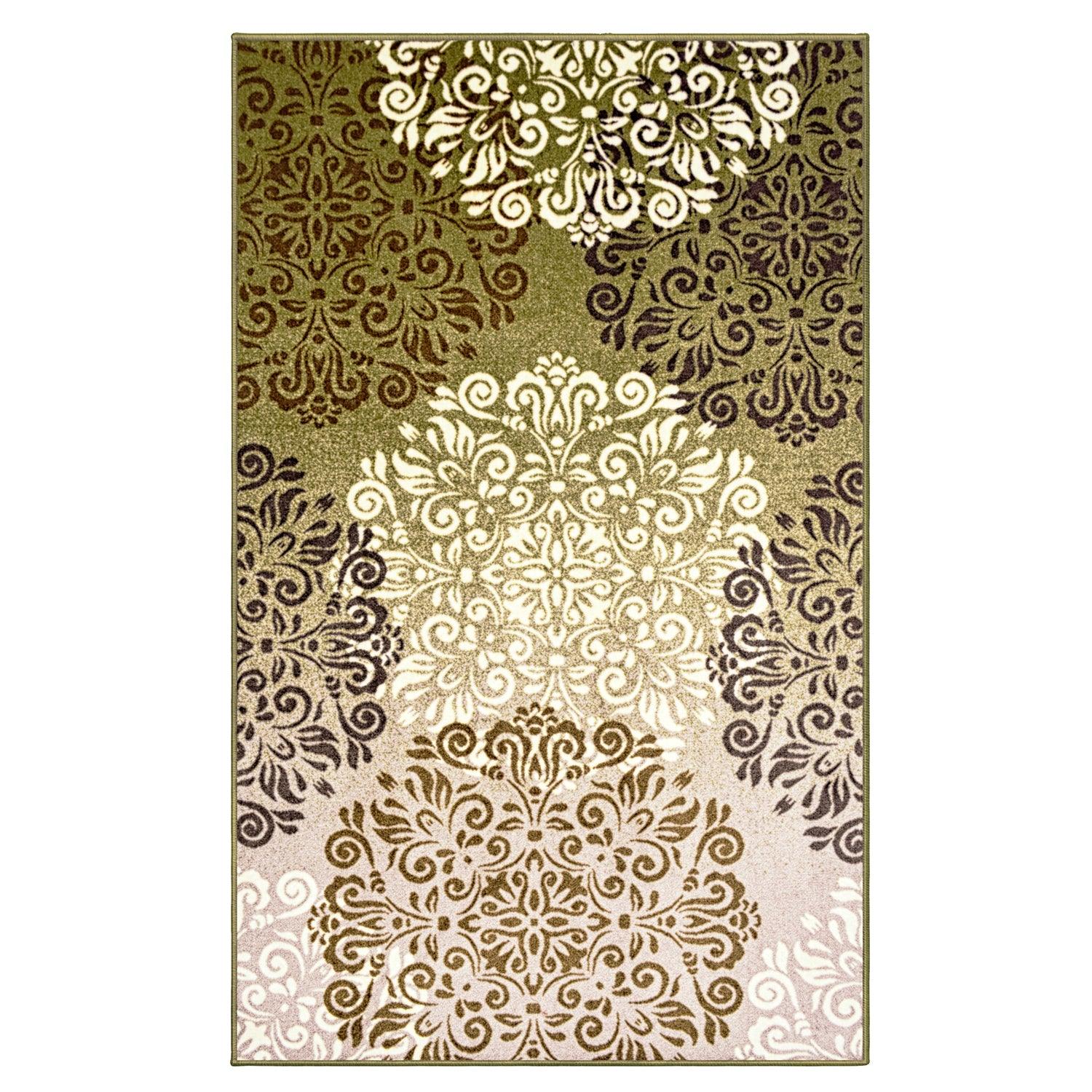 Hedena Traditional Non-Slip Medallion Floral Indoor Washable Area Rug