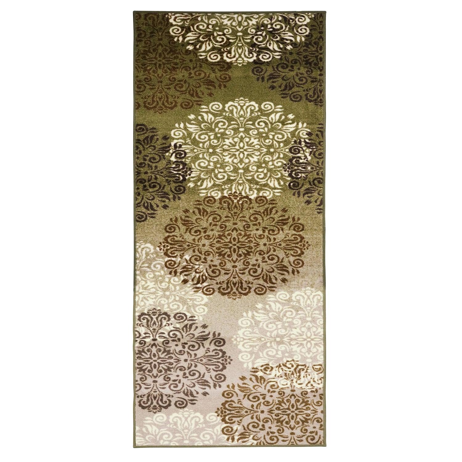 Hedena Traditional Non-Slip Medallion Floral Indoor Washable Area Rug