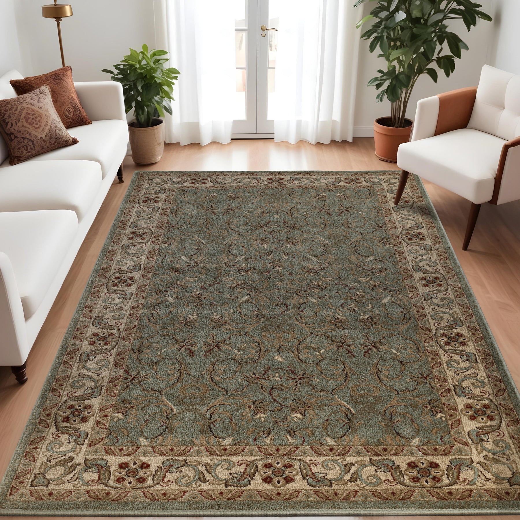 Heritage Traditional Floral Scroll Indoor Runner or Area Rug
