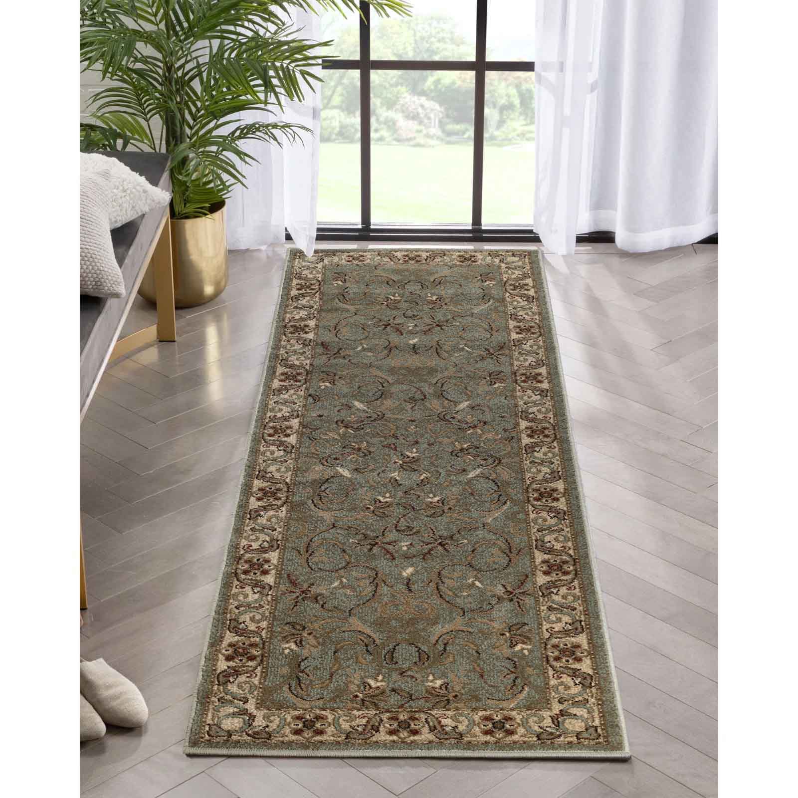Heritage Traditional Floral Scroll Indoor Runner or Area Rug