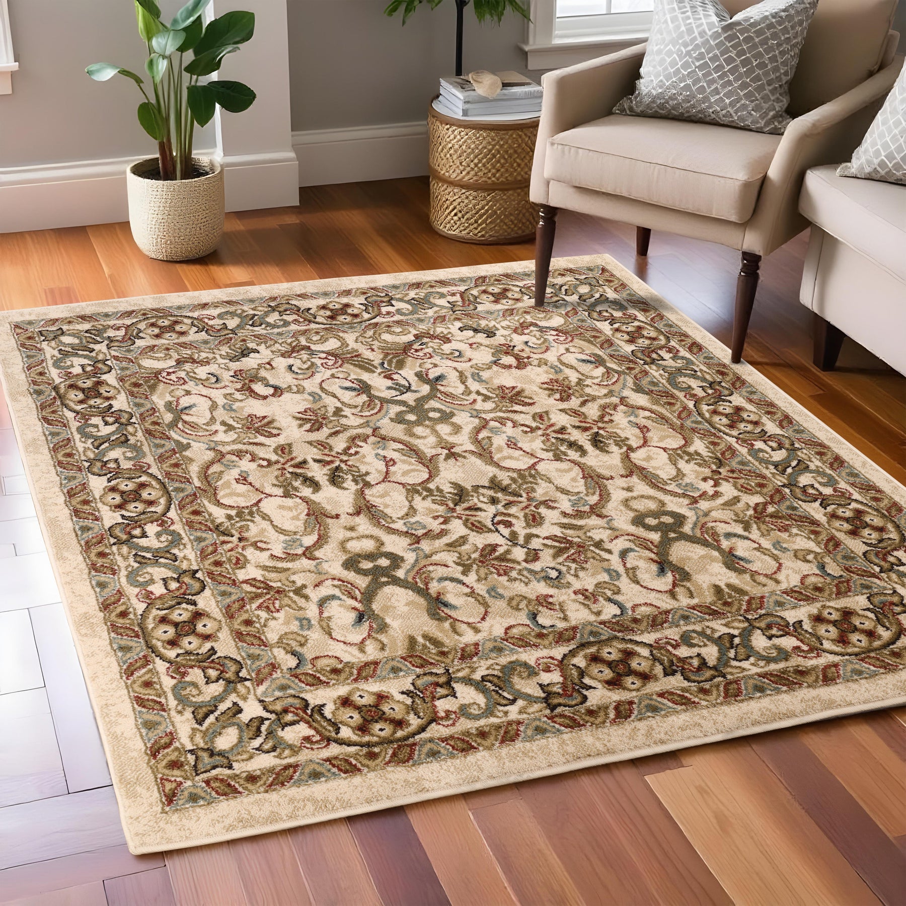 Heritage Traditional Floral Scroll Indoor Runner or Area Rug