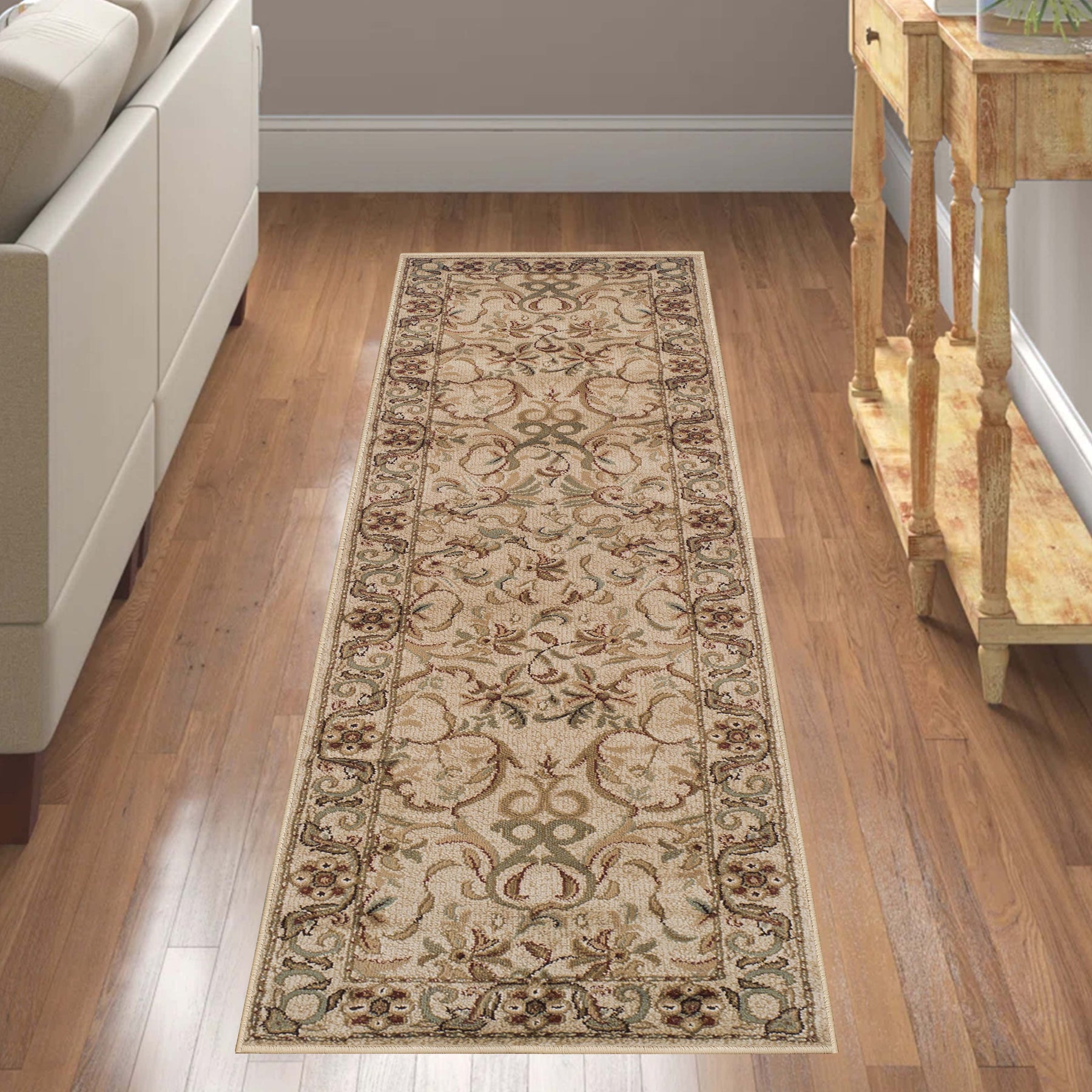 Heritage Traditional Floral Scroll Indoor Runner or Area Rug