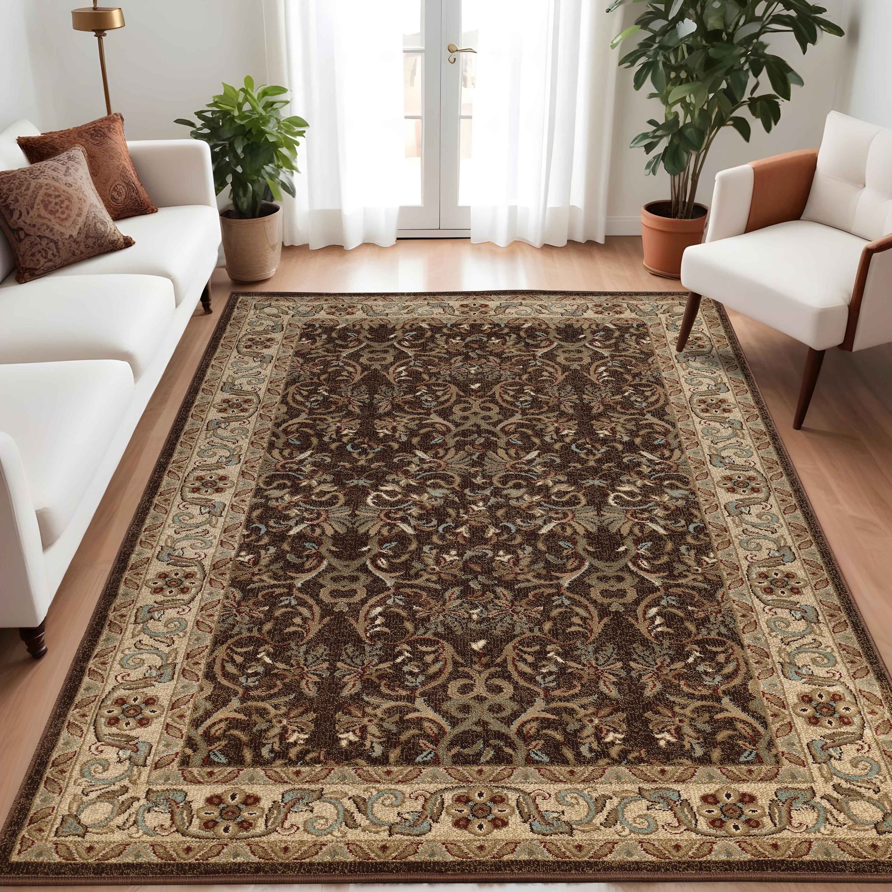 Heritage Traditional Floral Scroll Indoor Runner or Area Rug