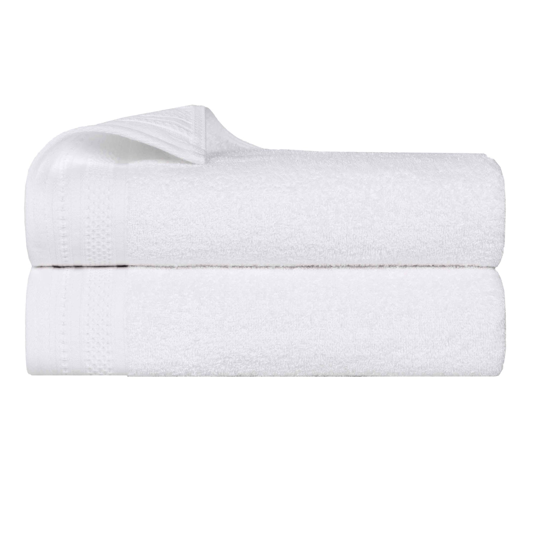 Honeycomb Textured Waffle Border Cotton Bath Sheets, Set of 2