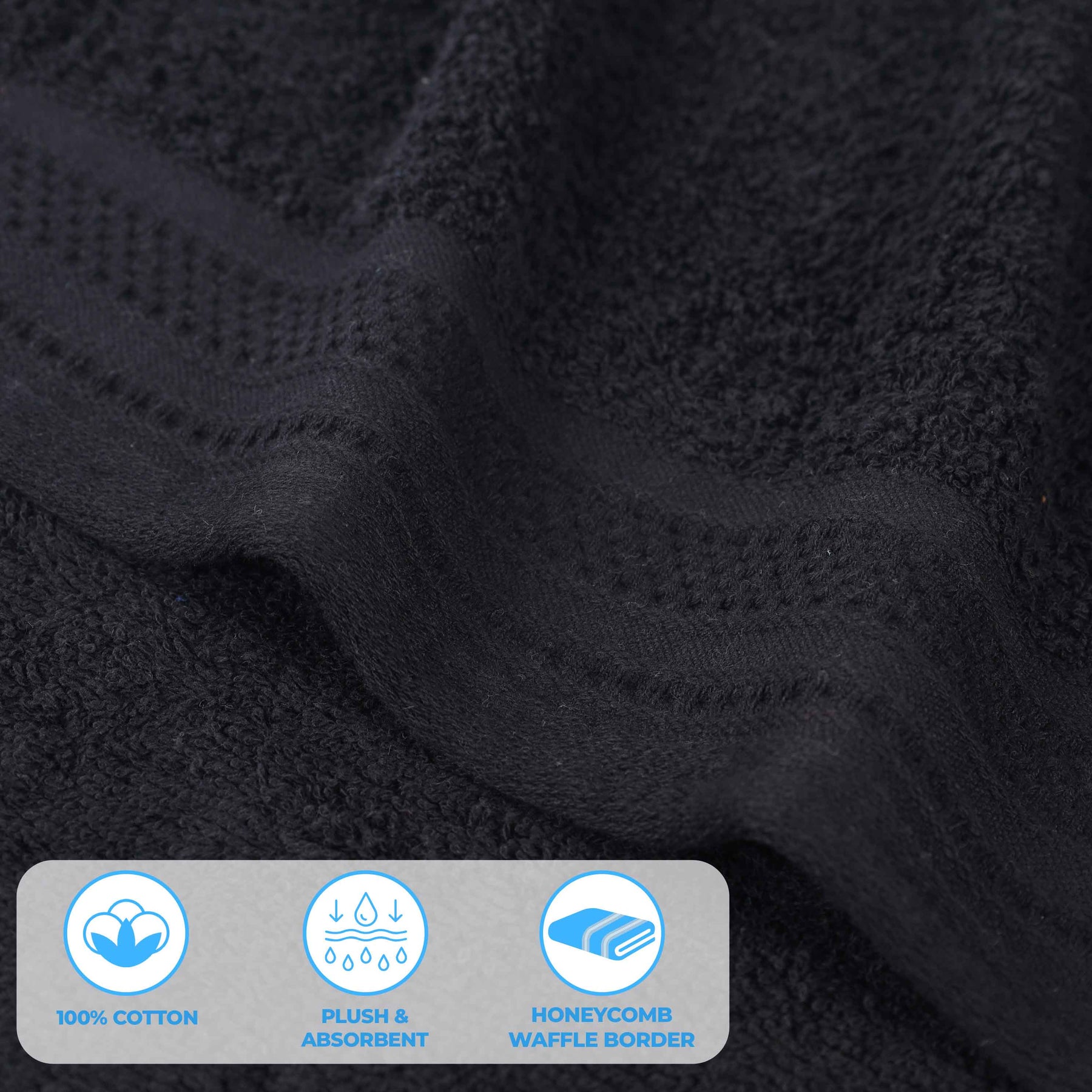 Honeycomb Textured Waffle Border Cotton Face Towels, Set of 12