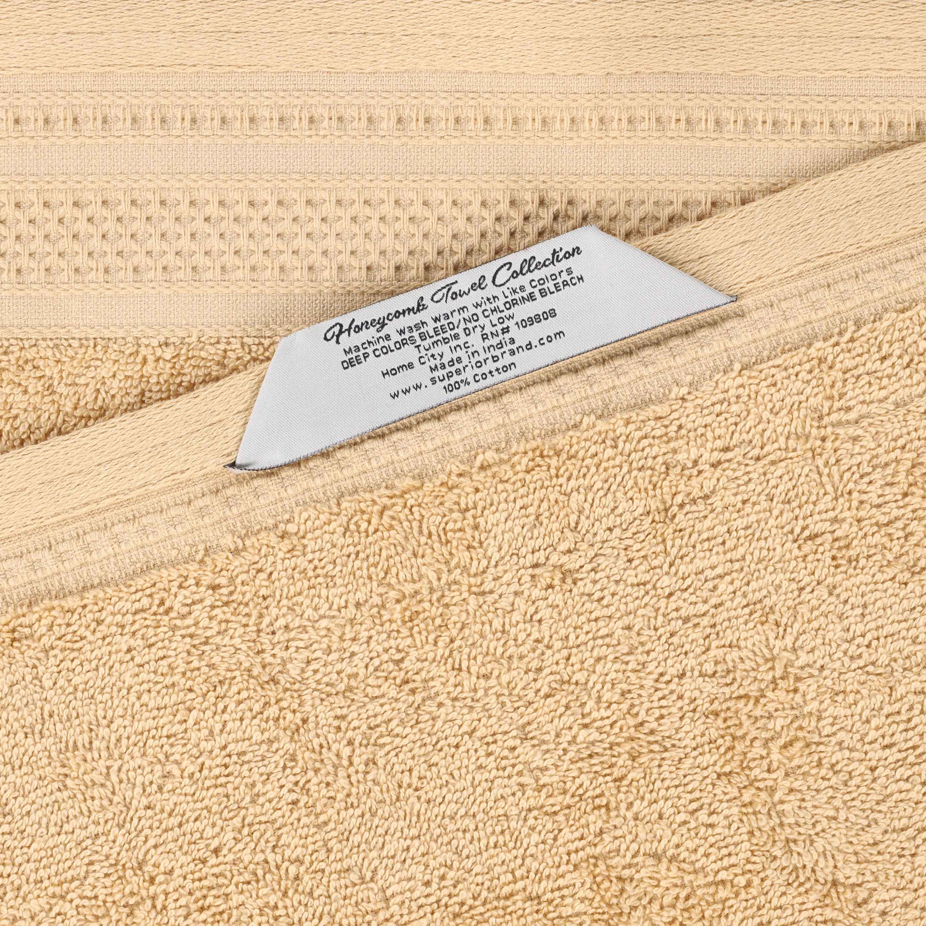 Honeycomb Textured Waffle Border Cotton Face Towels, Set of 12