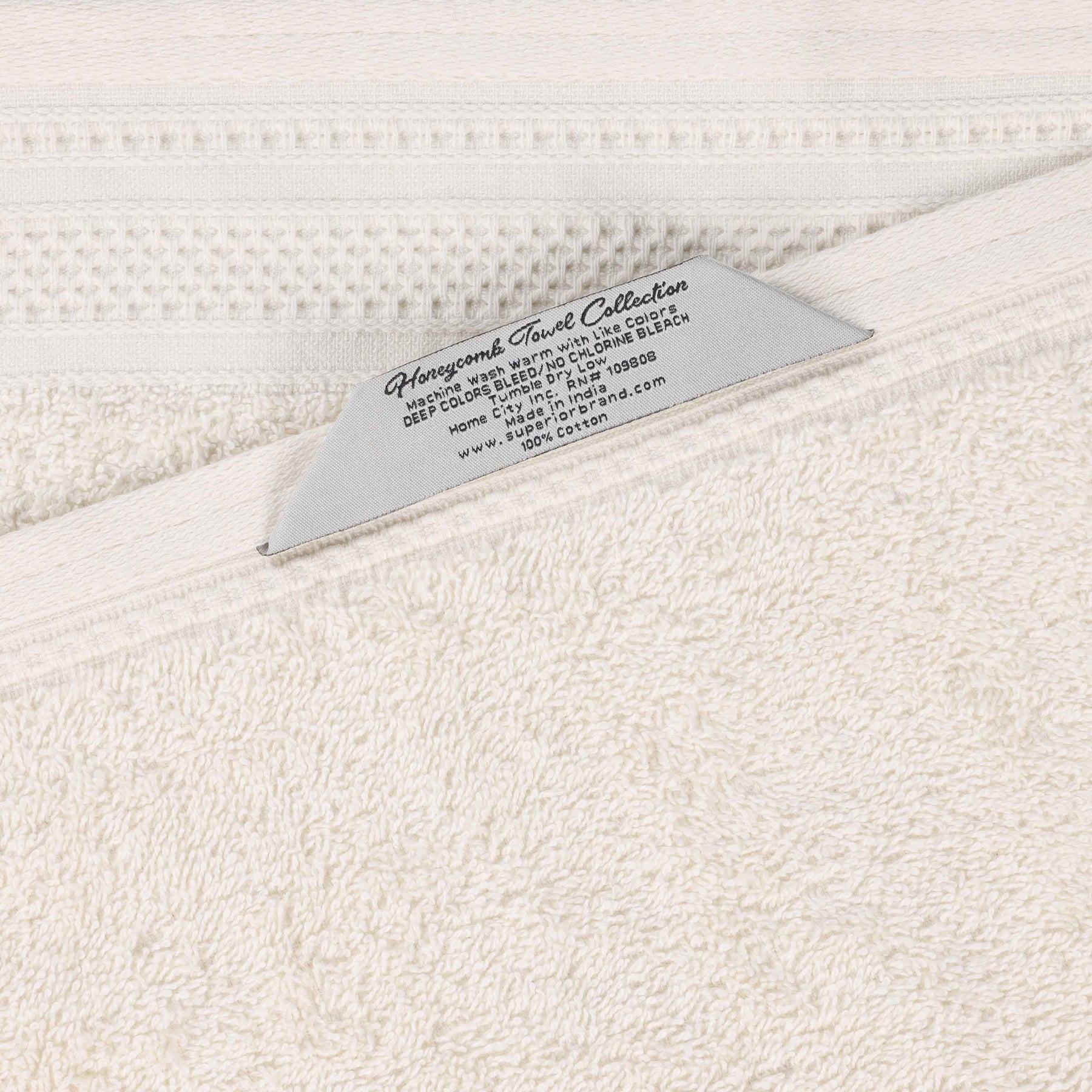 Honeycomb Textured Waffle Border Cotton Face Towels, Set of 12
