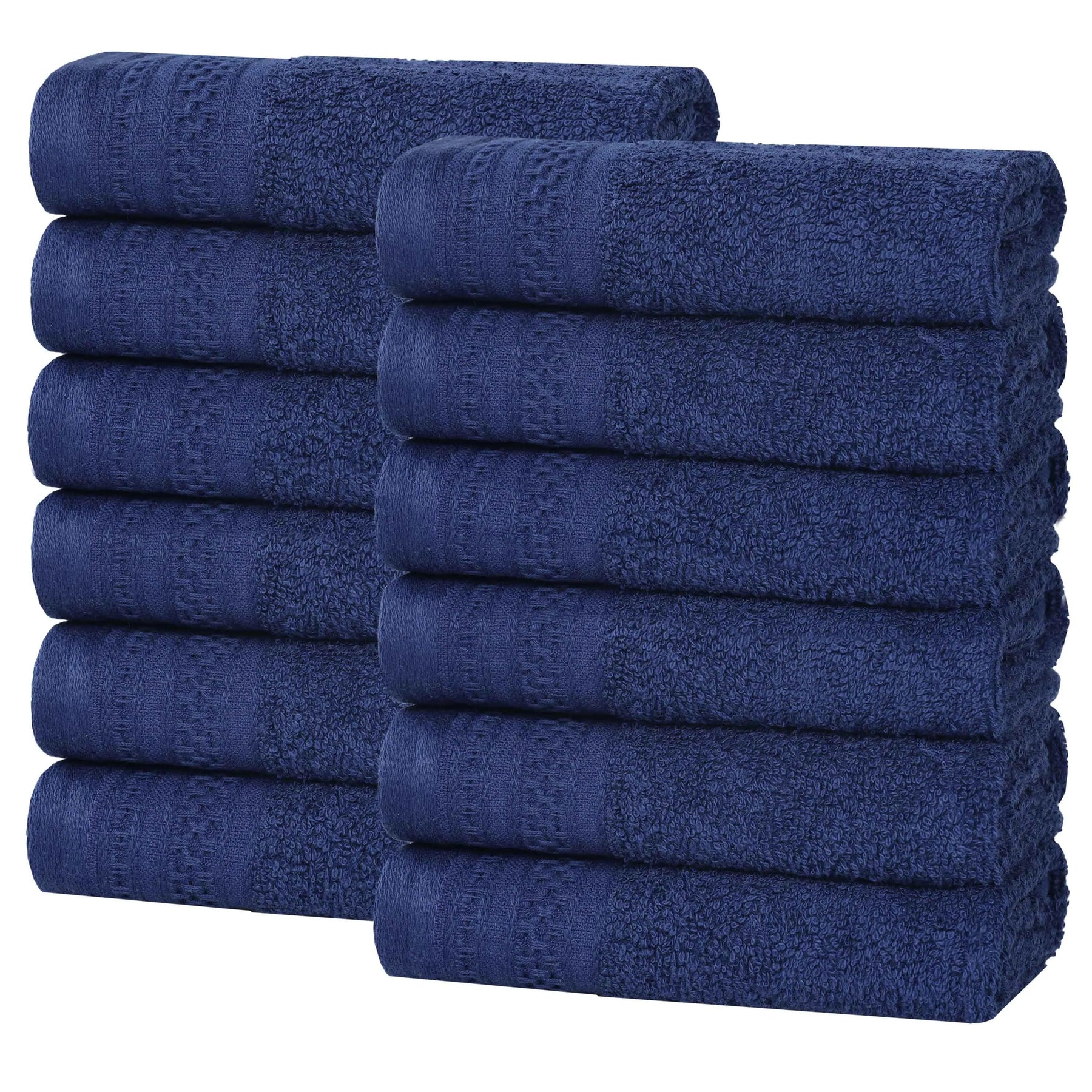 Honeycomb Textured Waffle Border Cotton Face Towels, Set of 12