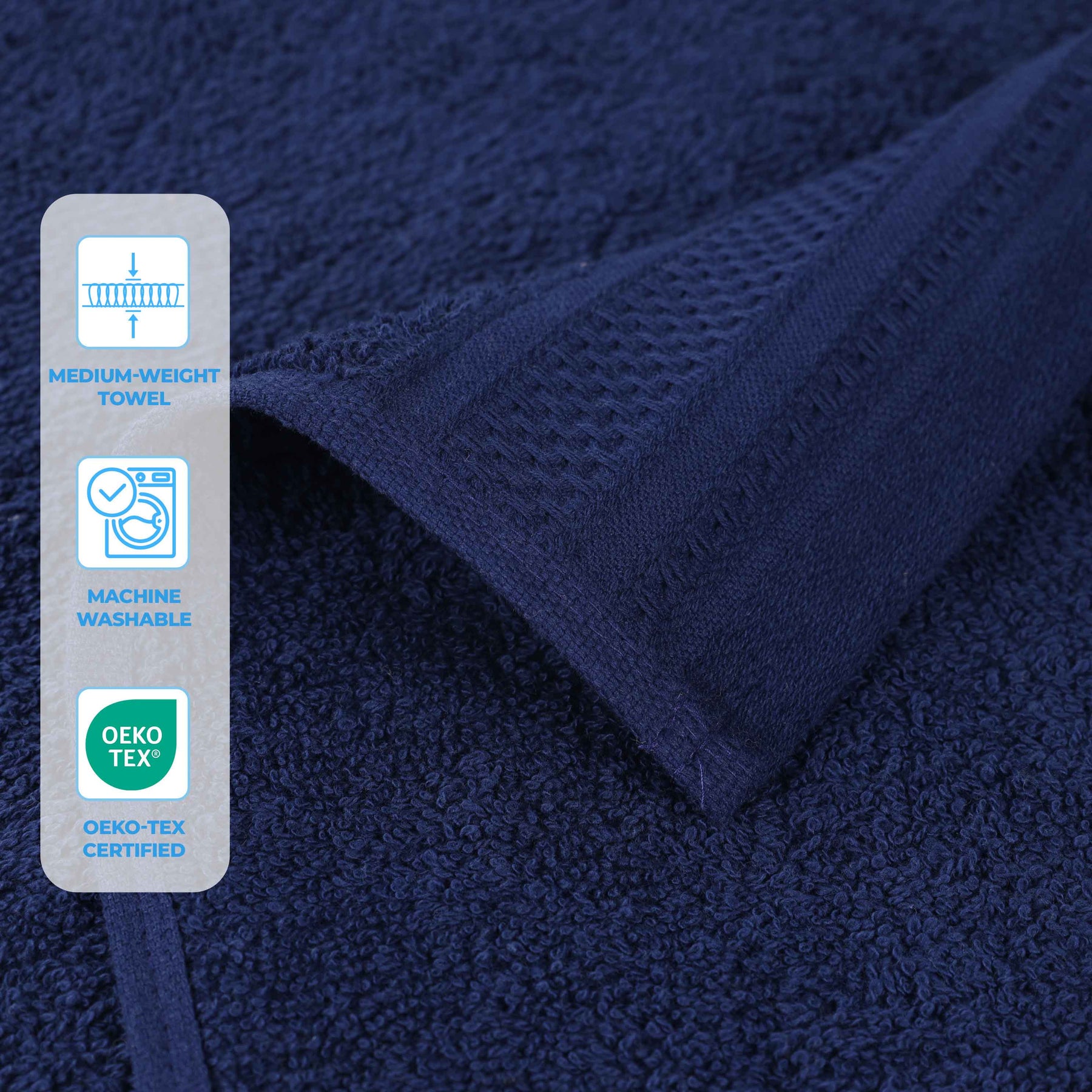 Honeycomb Textured Waffle Border Cotton Face Towels, Set of 12