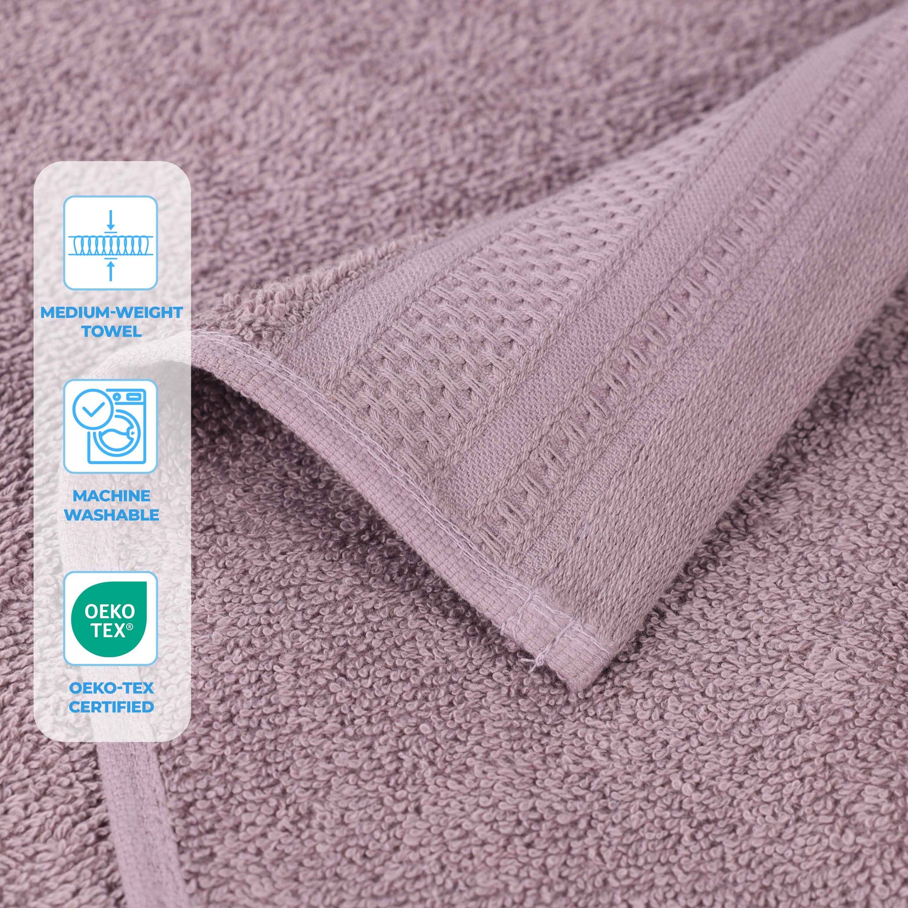 Honeycomb Textured Waffle Border Cotton Face Towels, Set of 12
