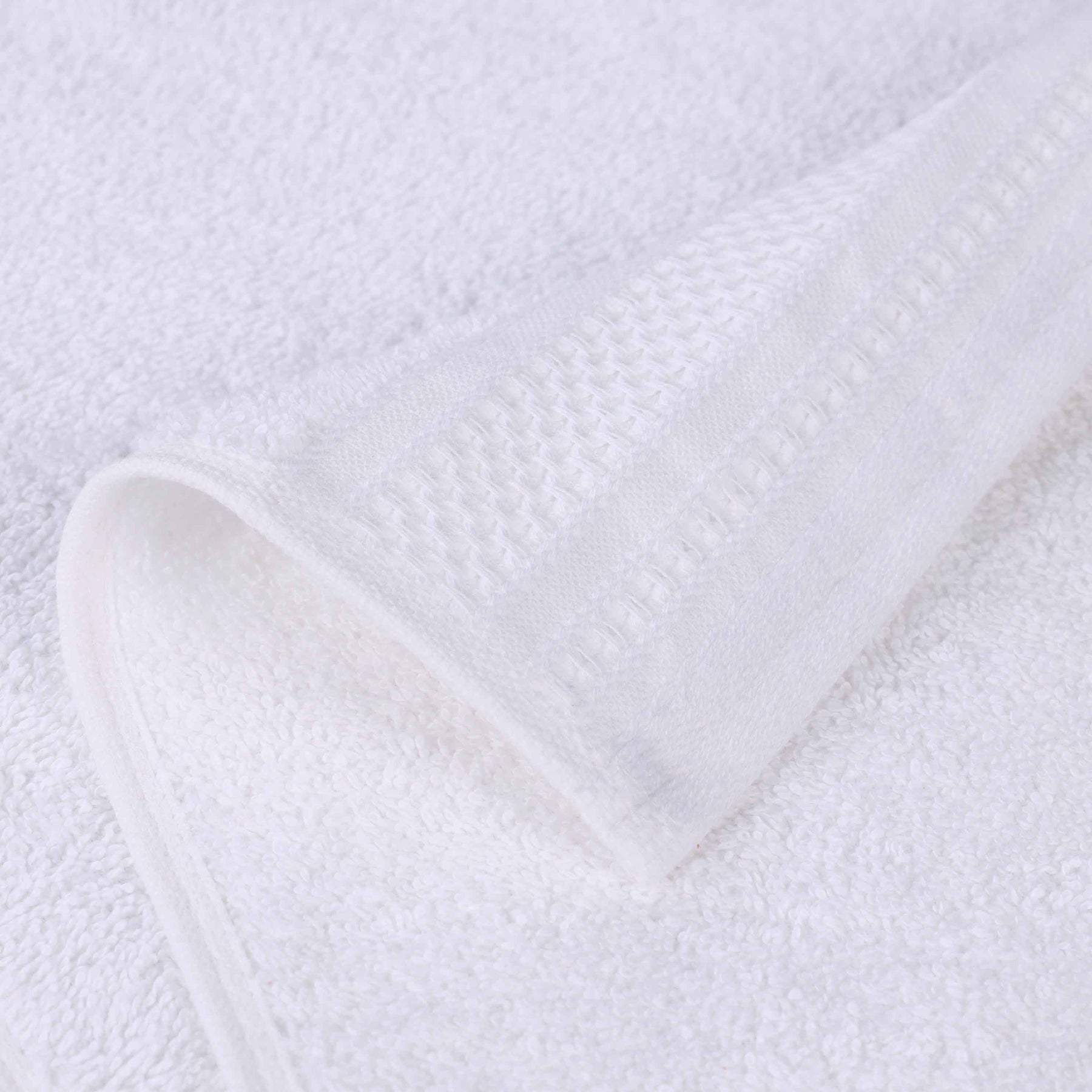Honeycomb Textured Waffle Border Cotton Face Towels, Set of 12