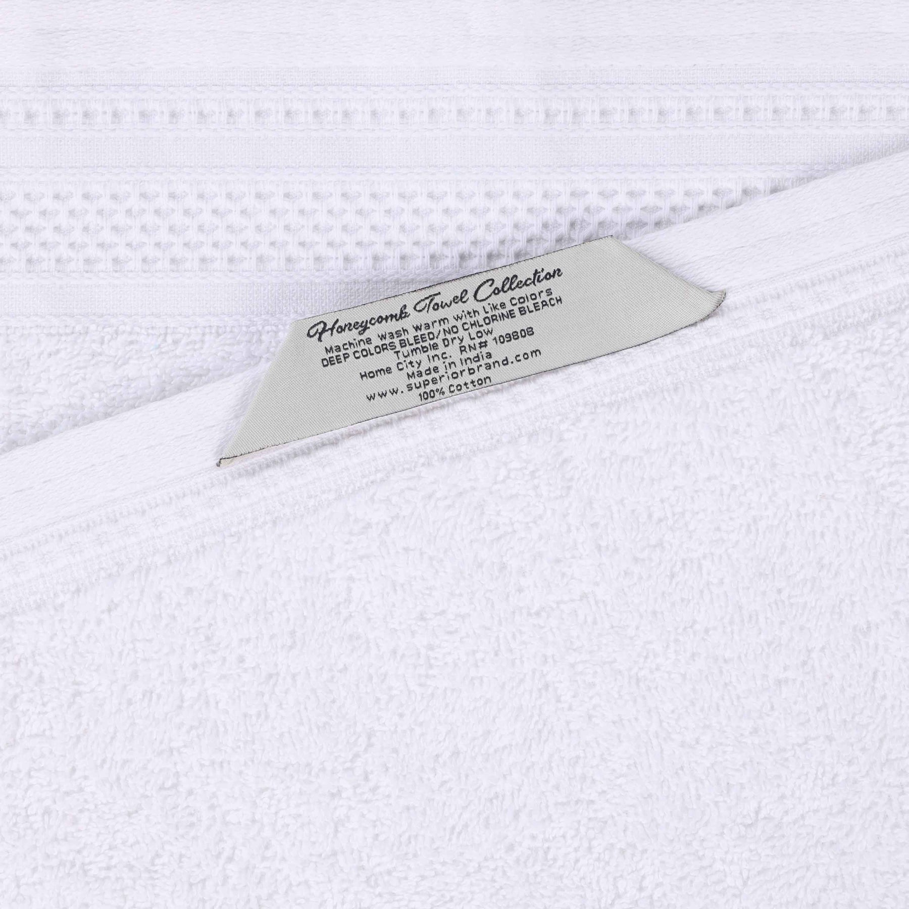 Honeycomb Textured Waffle Border Cotton Face Towels, Set of 12