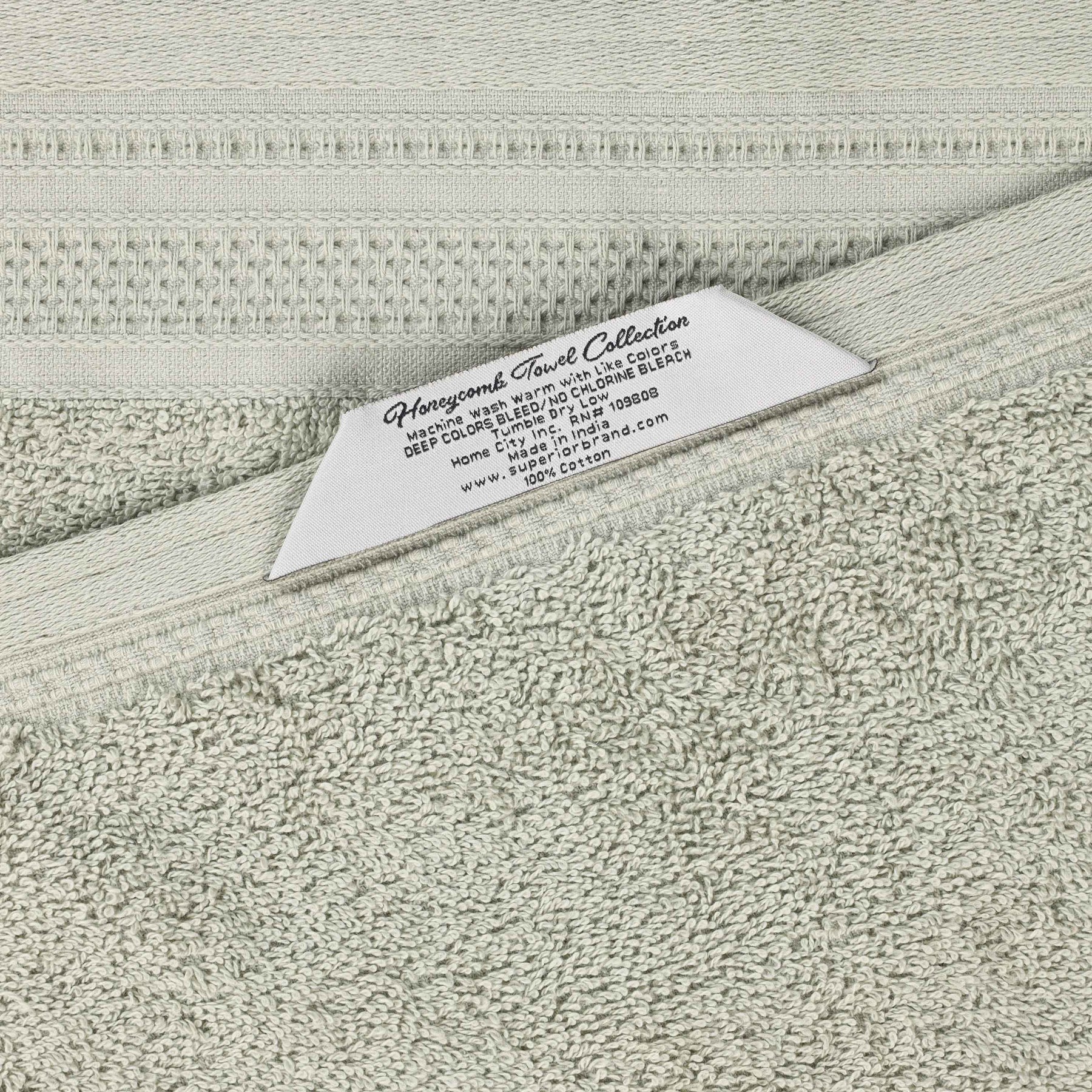 Honeycomb Textured Waffle Border Cotton Face Towels, Set of 12