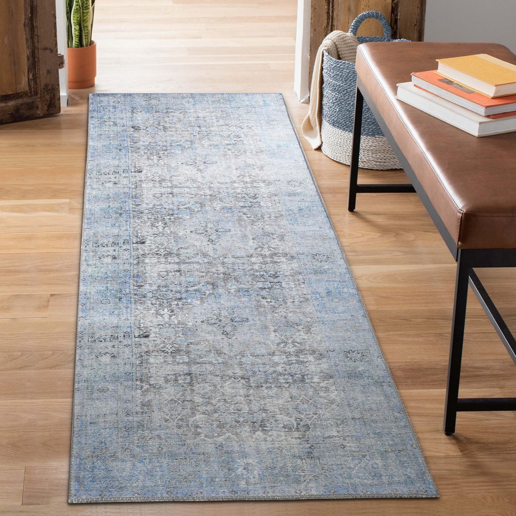 Huda Rustic Oriental Medallion Indoor Large Area Rugs Or Runner Rug