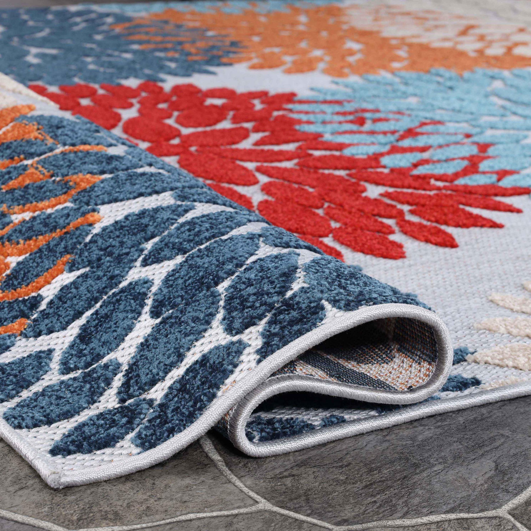 Hydrangea Vintage Area Rug Floral Medallion Indoor Outdoor Rugs