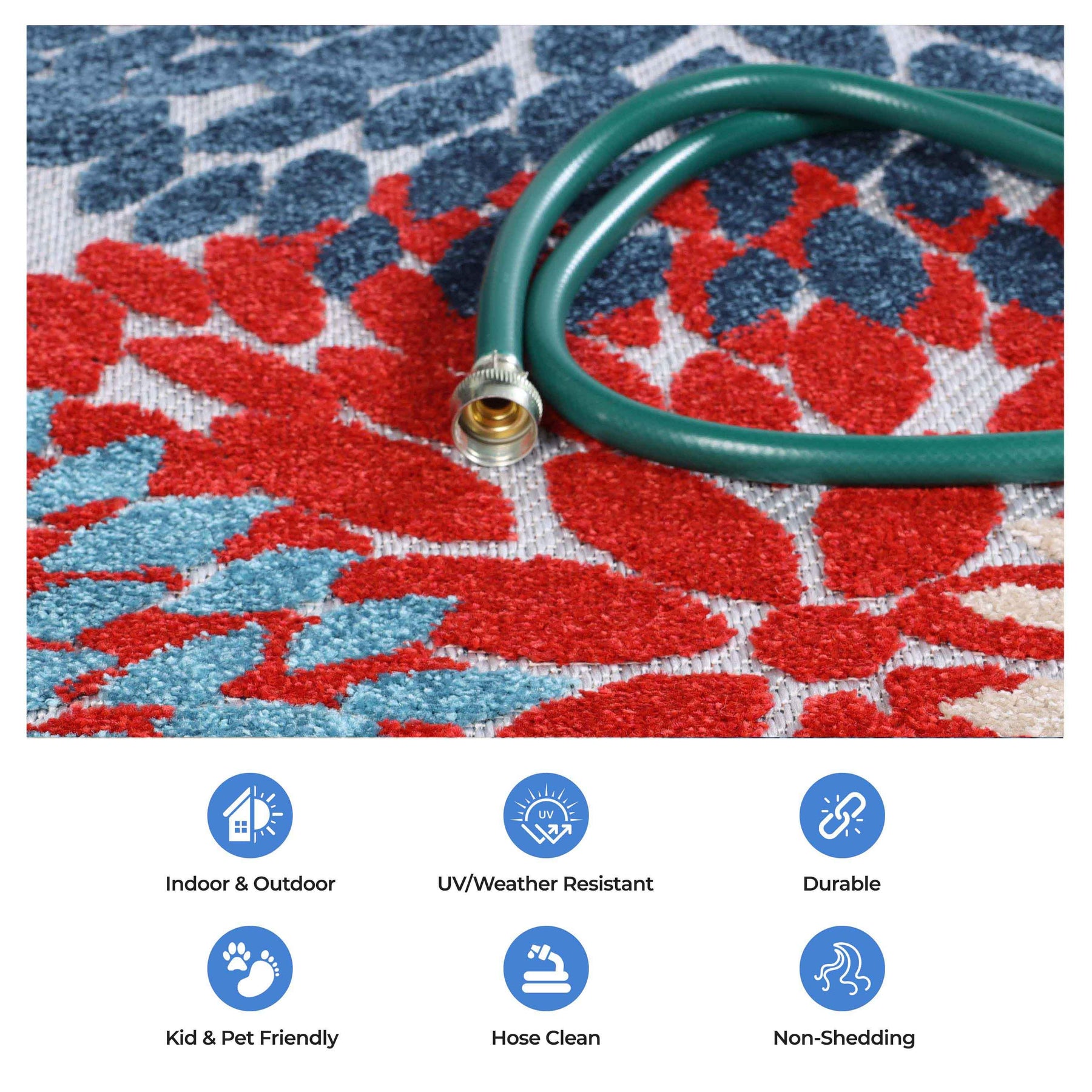 Hydrangea Vintage Area Rug Floral Medallion Indoor Outdoor Rugs
