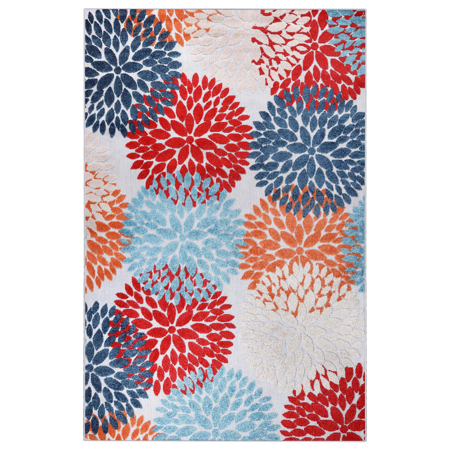 Hydrangea Vintage Area Rug Floral Medallion Indoor Outdoor Rugs