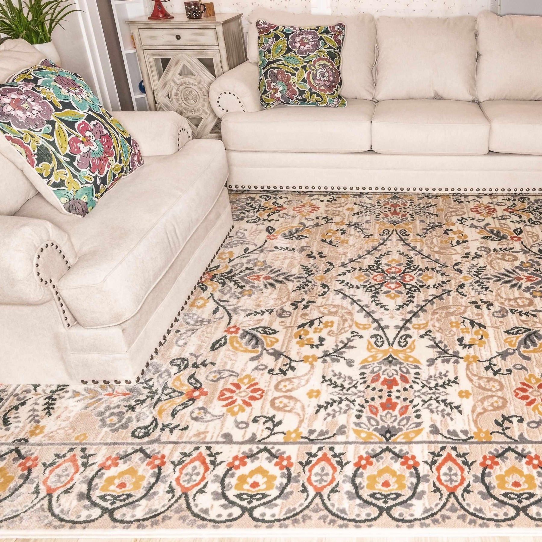 Jacinda Floral Paisley Indoor Rustic Area Rug