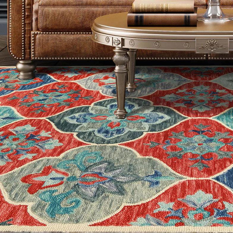 Jacinta Handmade Geometric Floral Hand-Tufted Indoor Area Rug