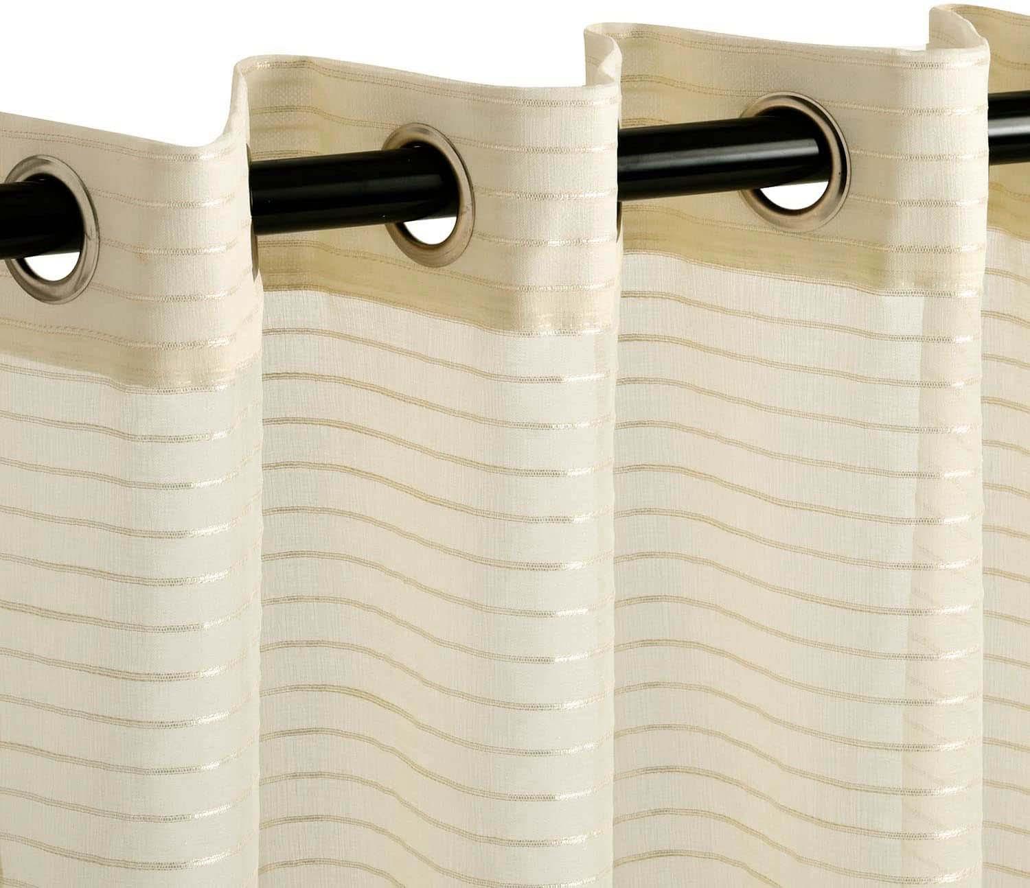 Jackson Striped Sheer Window Curtain Panels, Set of 2