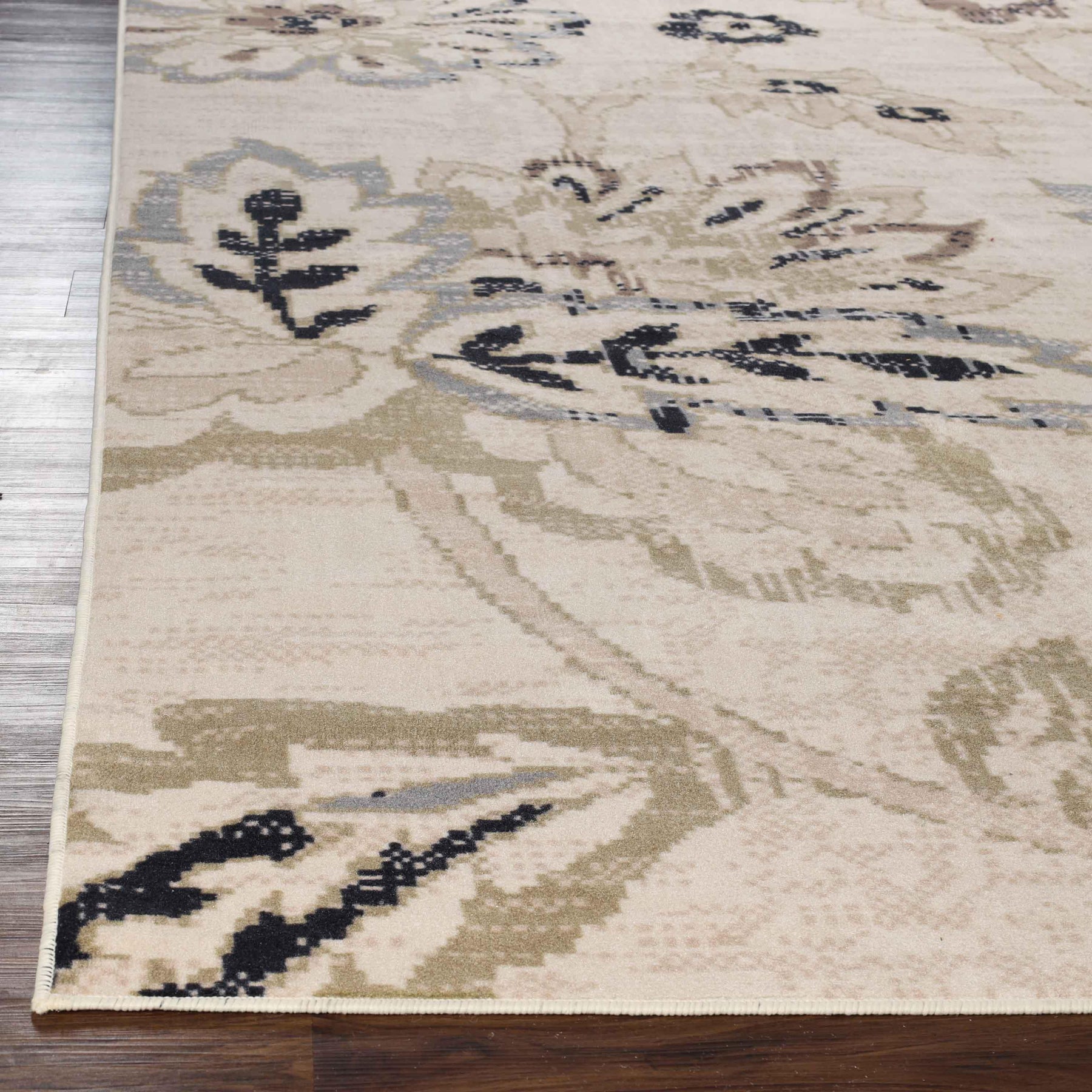 Jacobean Floral Modern Farmhouse Indoor Area Rug or Runner Rug