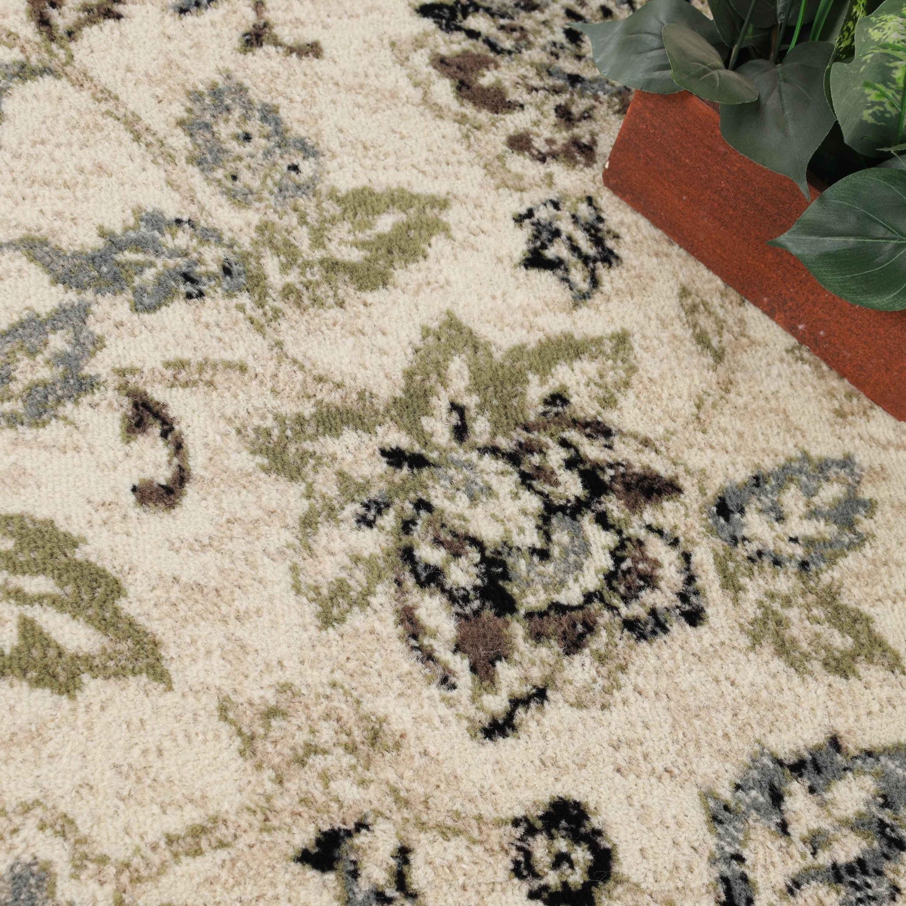 Jacobean Floral Modern Farmhouse Indoor Area Rug or Runner Rug