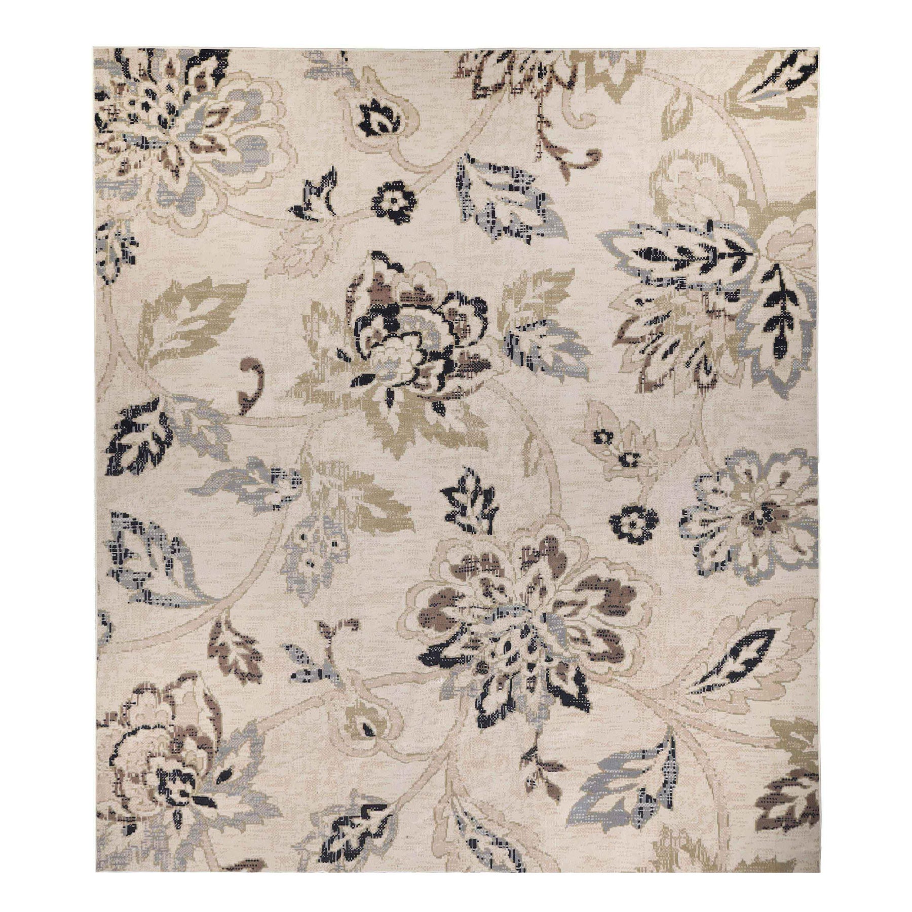 Jacobean Floral Modern Farmhouse Indoor Area Rug or Runner Rug