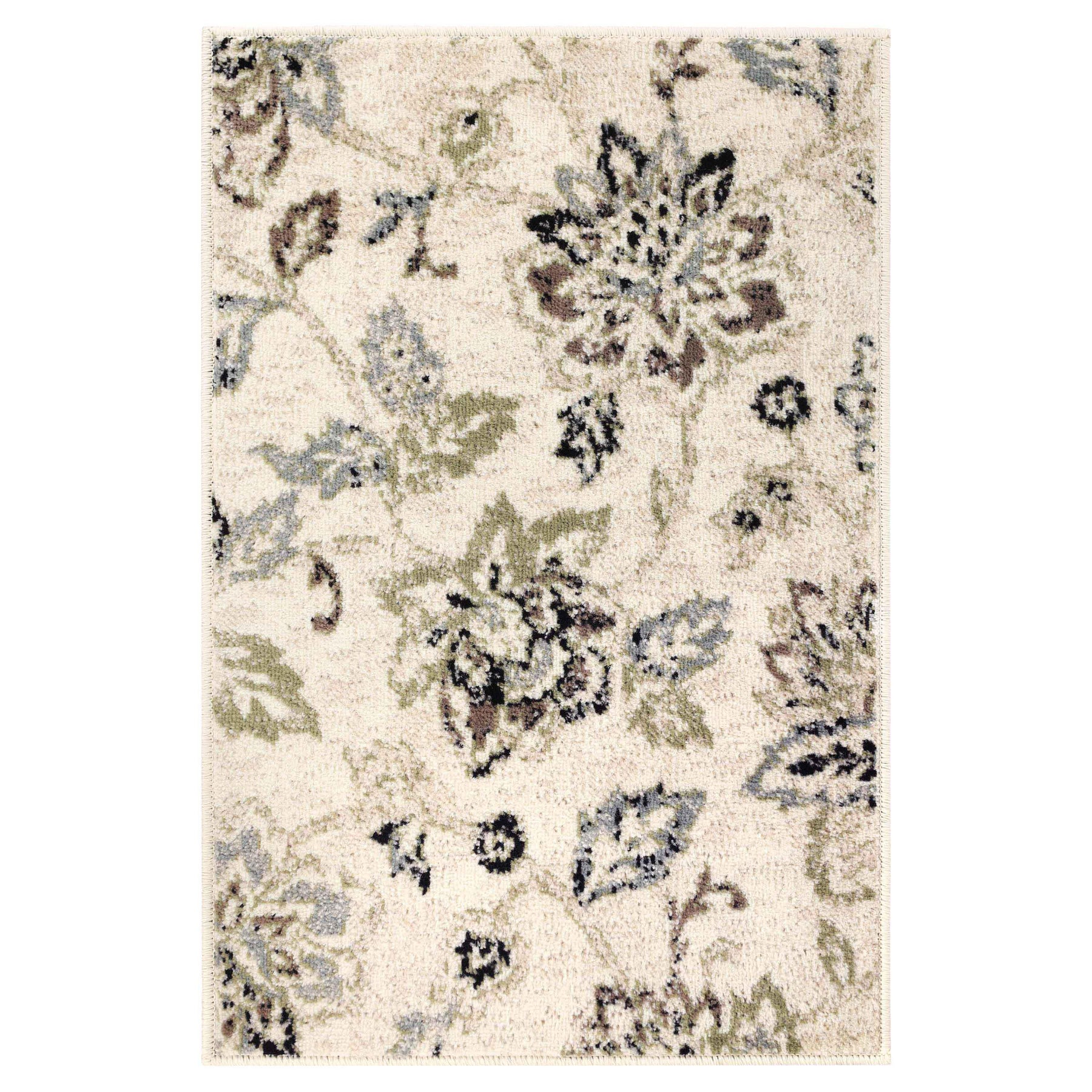 Jacobean Floral Modern Farmhouse Indoor Area Rug or Runner Rug