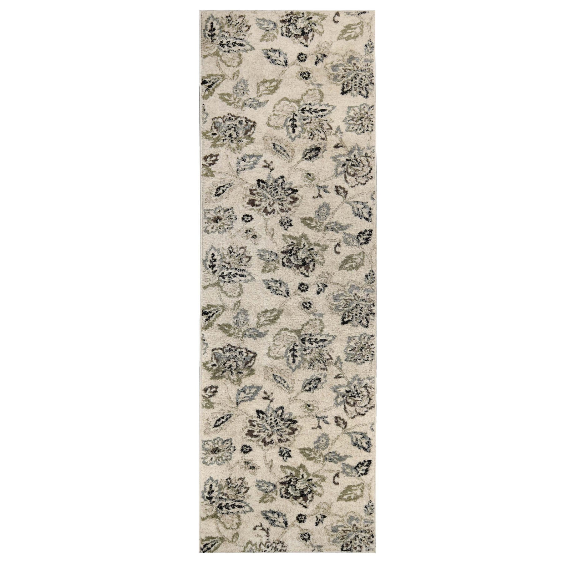 Jacobean Floral Modern Farmhouse Indoor Area Rug or Runner Rug