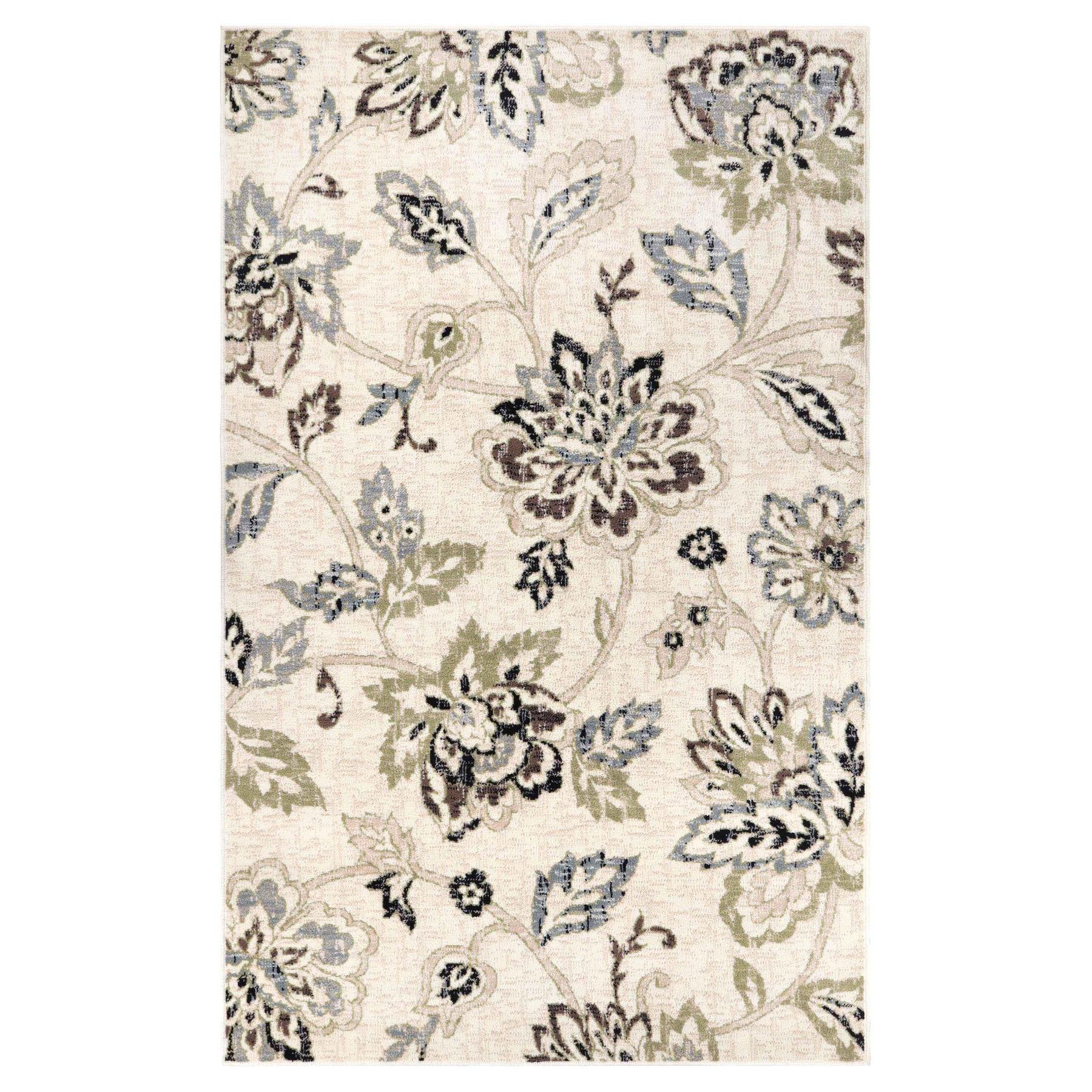 Jacobean Floral Modern Farmhouse Indoor Area Rug or Runner Rug