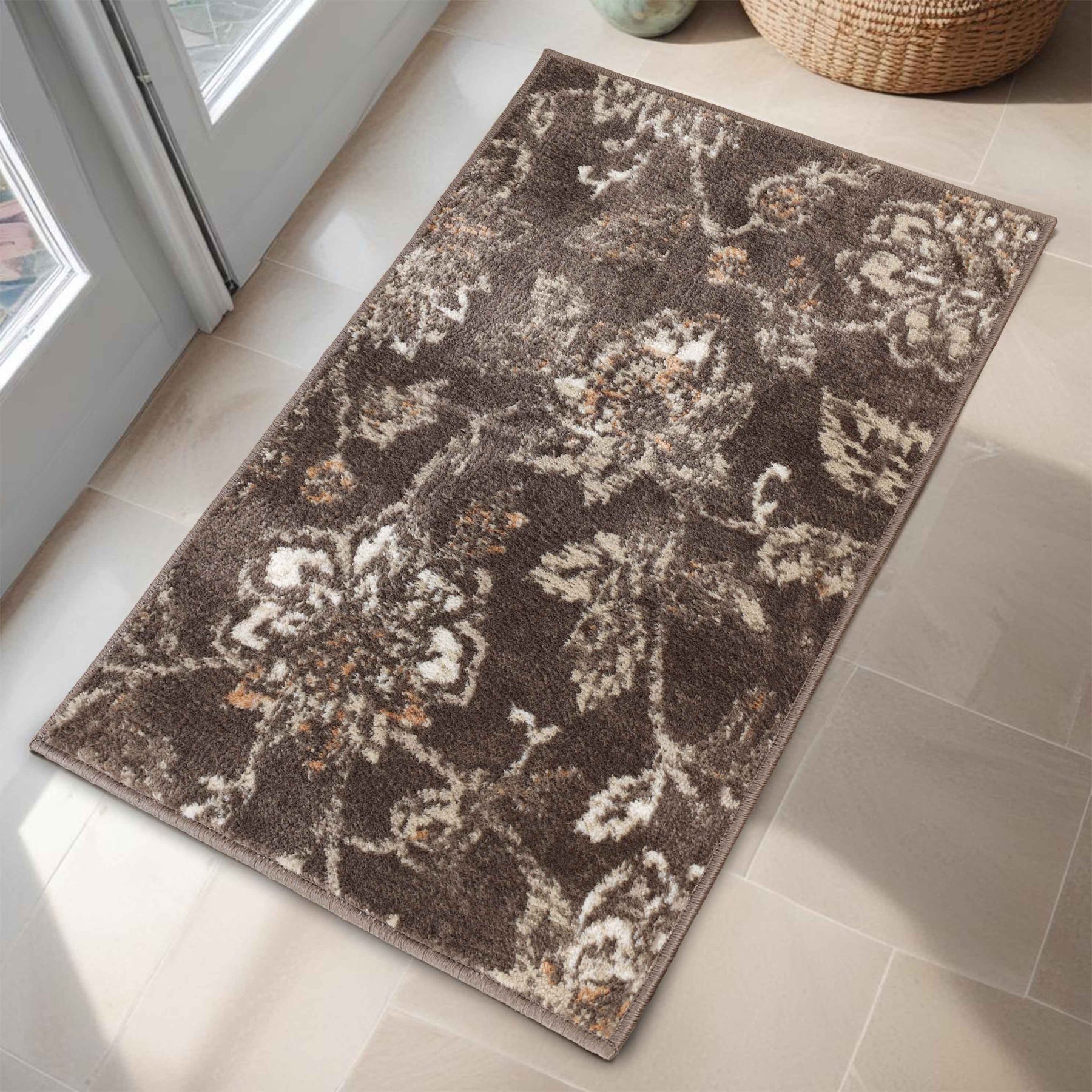 Jacobean Floral Modern Farmhouse Indoor Area Rug or Runner Rug