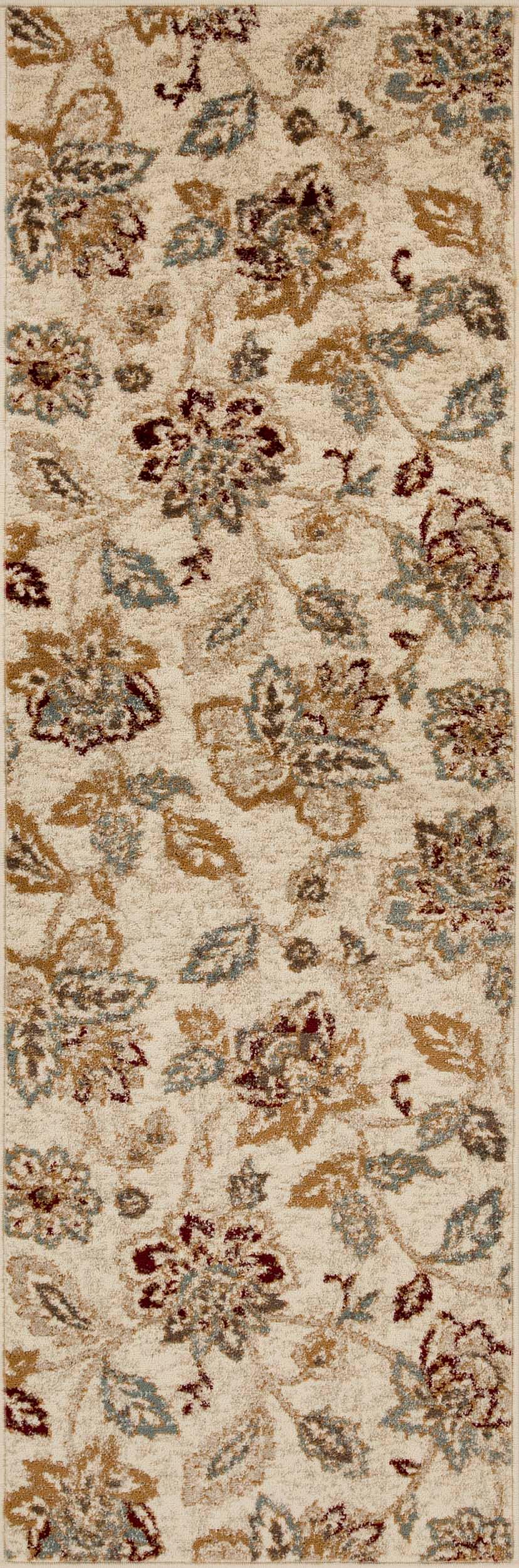 Jacobean Floral Modern Farmhouse Indoor Area Rug or Runner Rug