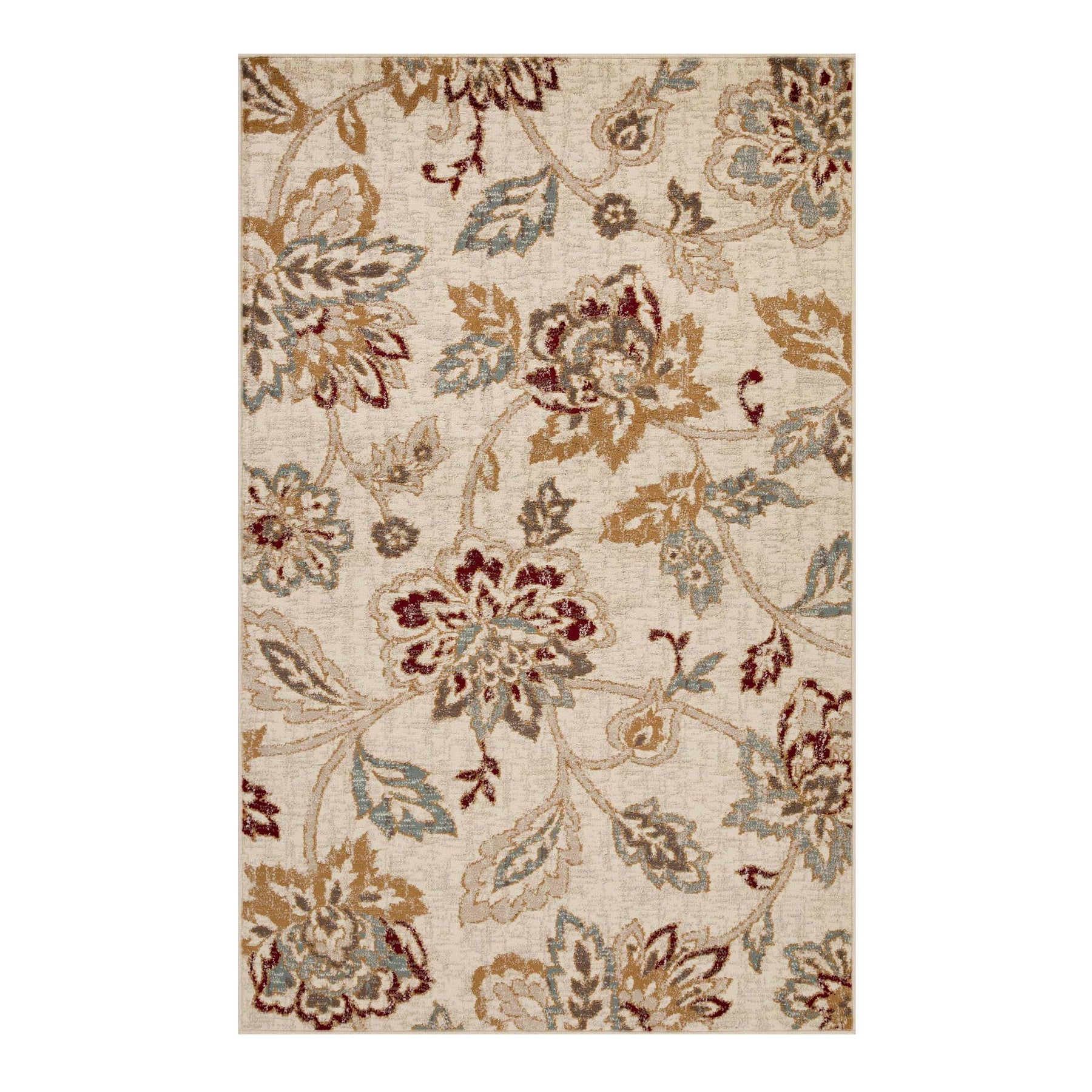 Jacobean Floral Modern Farmhouse Indoor Area Rug or Runner Rug