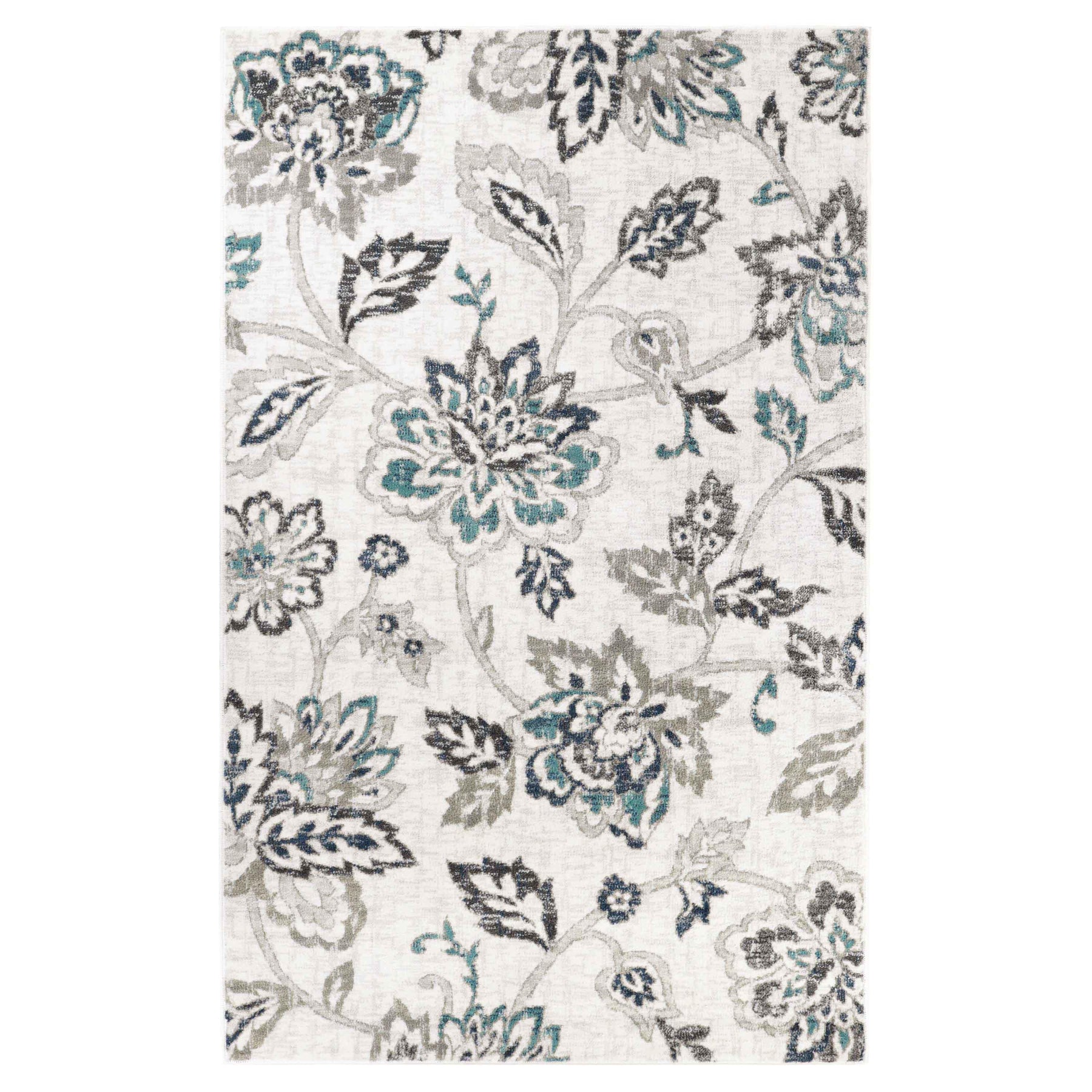 Jacobean Floral Modern Farmhouse Indoor Area Rug or Runner Rug
