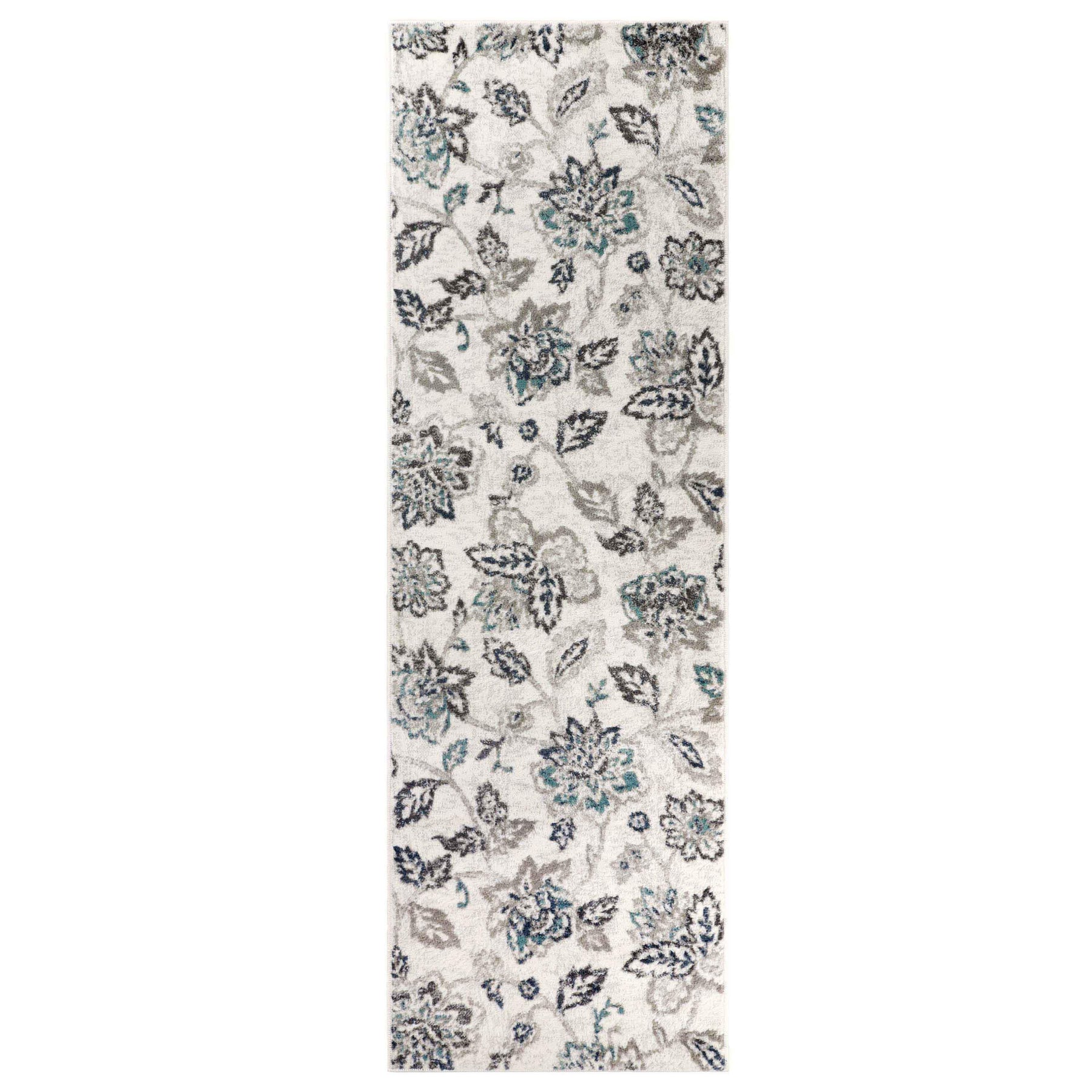 Jacobean Floral Modern Farmhouse Indoor Area Rug or Runner Rug