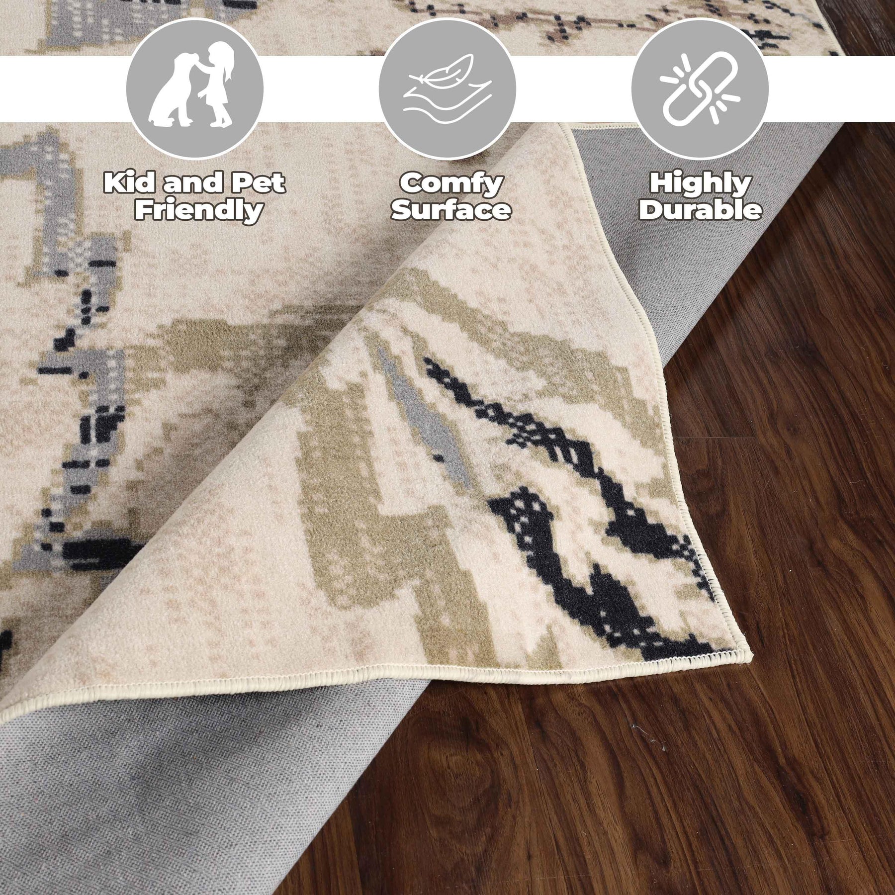 Jacobean Floral Modern Farmhouse Indoor Area Rug or Runner Rug