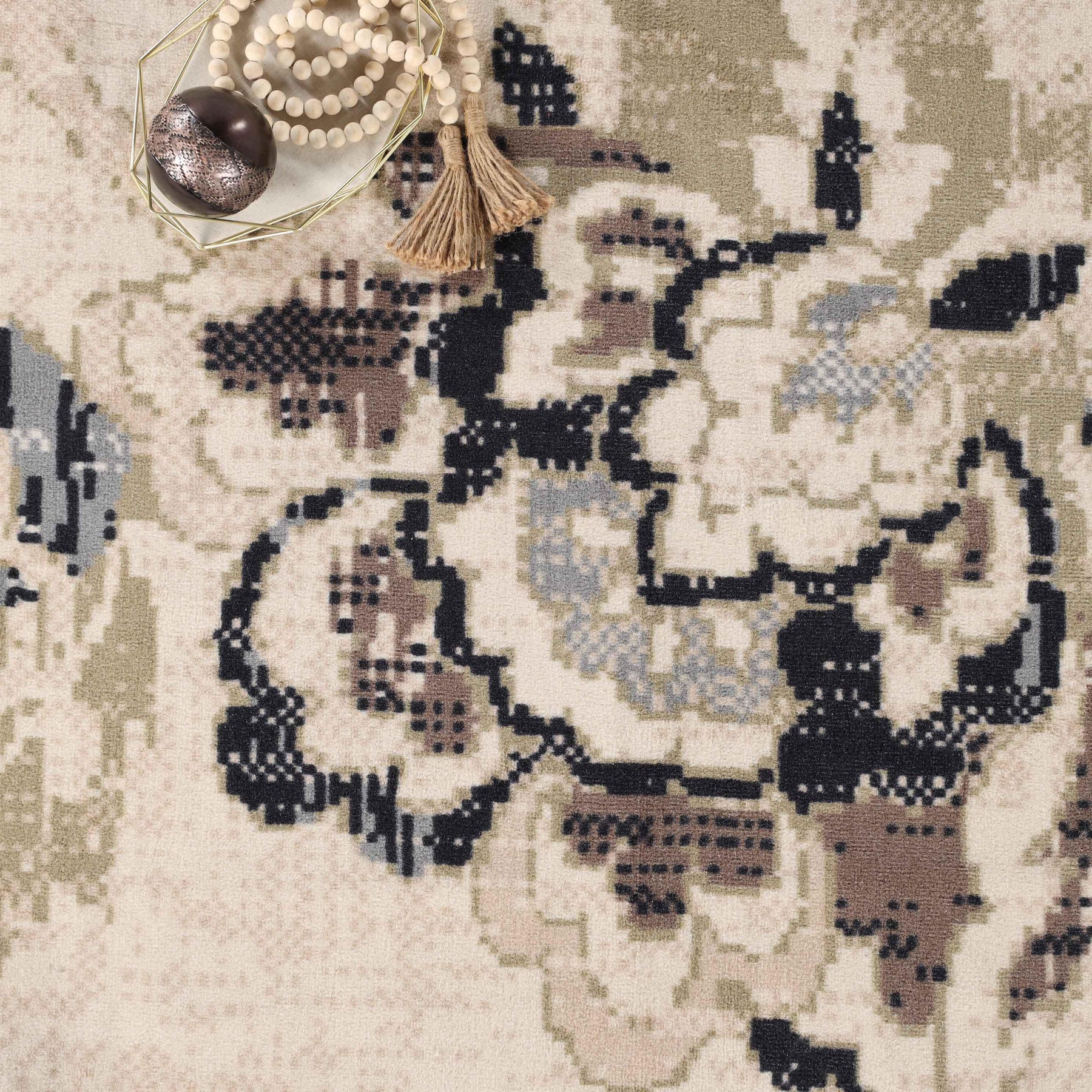 Jacobean Floral Modern Farmhouse Indoor Area Rug or Runner Rug