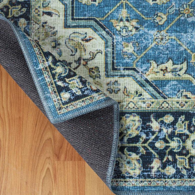 Jat Traditional Medallion Washable Indoor Area Rug or Runner Rug