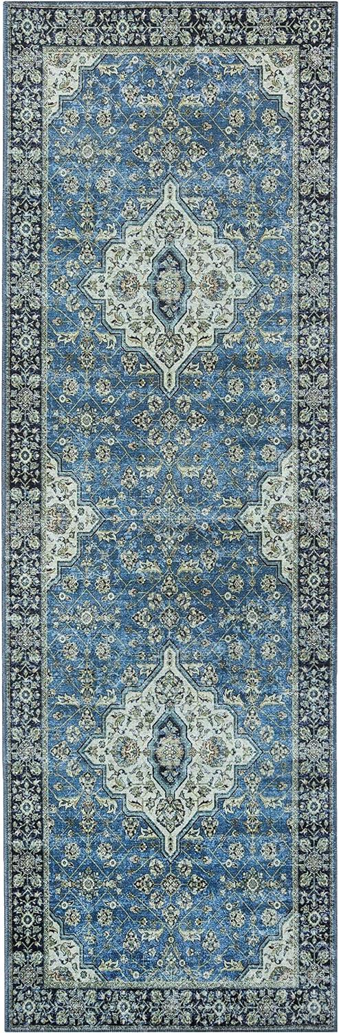 Jat Traditional Medallion Washable Indoor Area Rug or Runner Rug