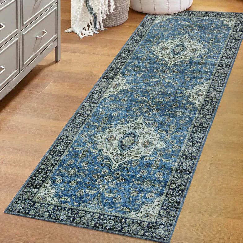 Jat Traditional Medallion Washable Indoor Area Rug or Runner Rug