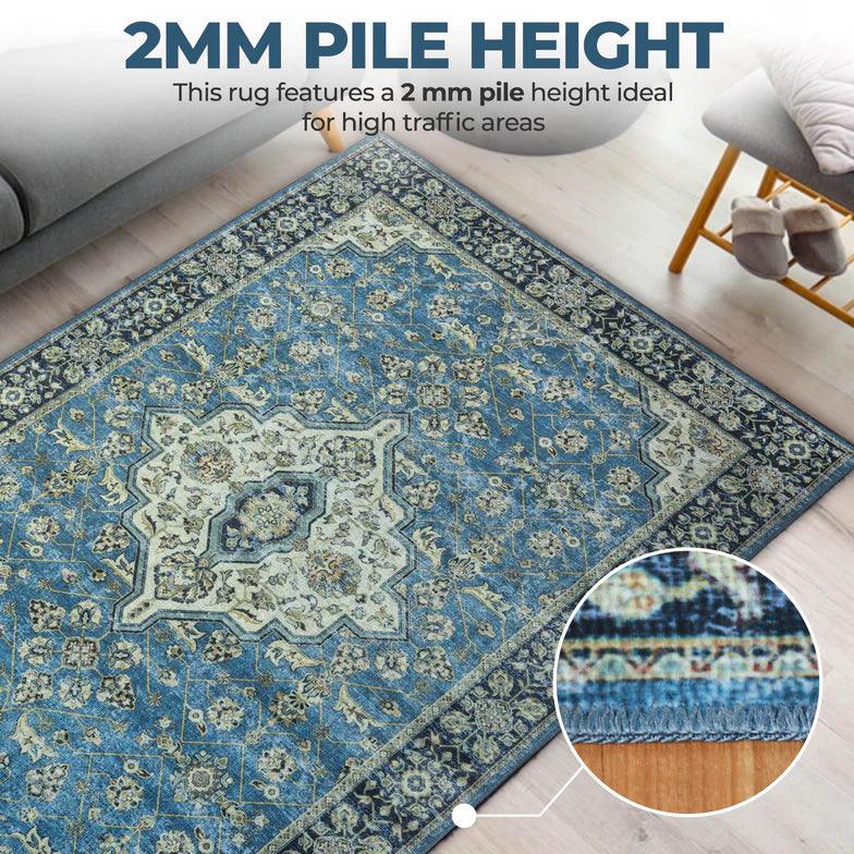 Jat Traditional Medallion Washable Indoor Area Rug or Runner Rug