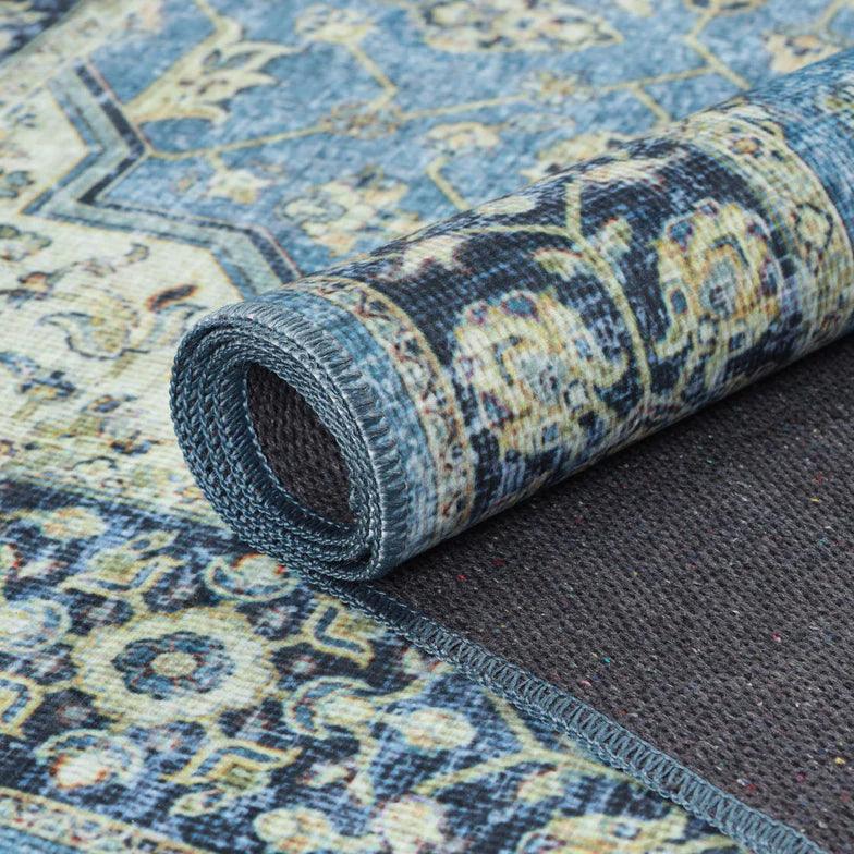Jat Traditional Medallion Washable Indoor Area Rug or Runner Rug