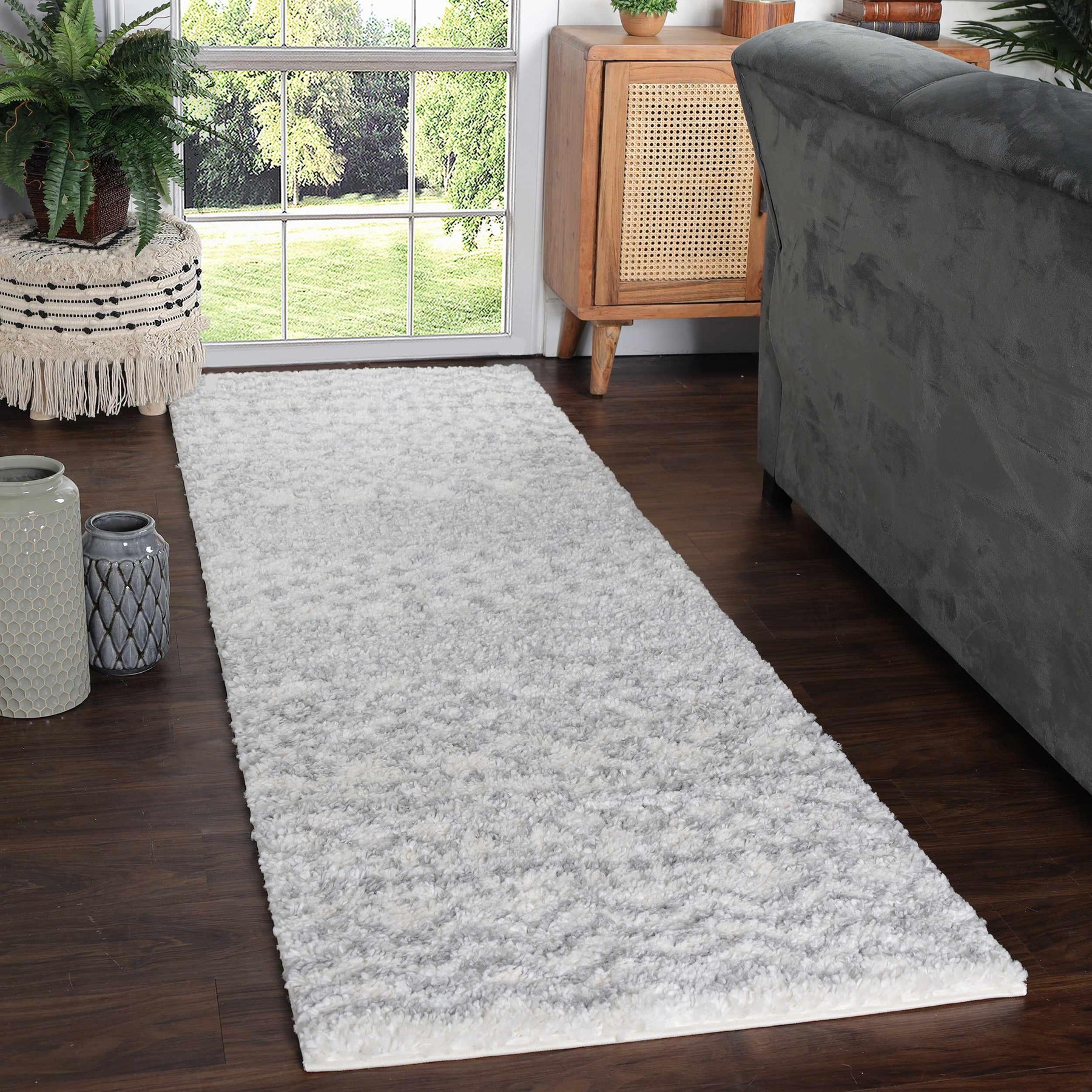 Jayce Boho Geometric Area Rug Indoor Plush Shag Rugs
