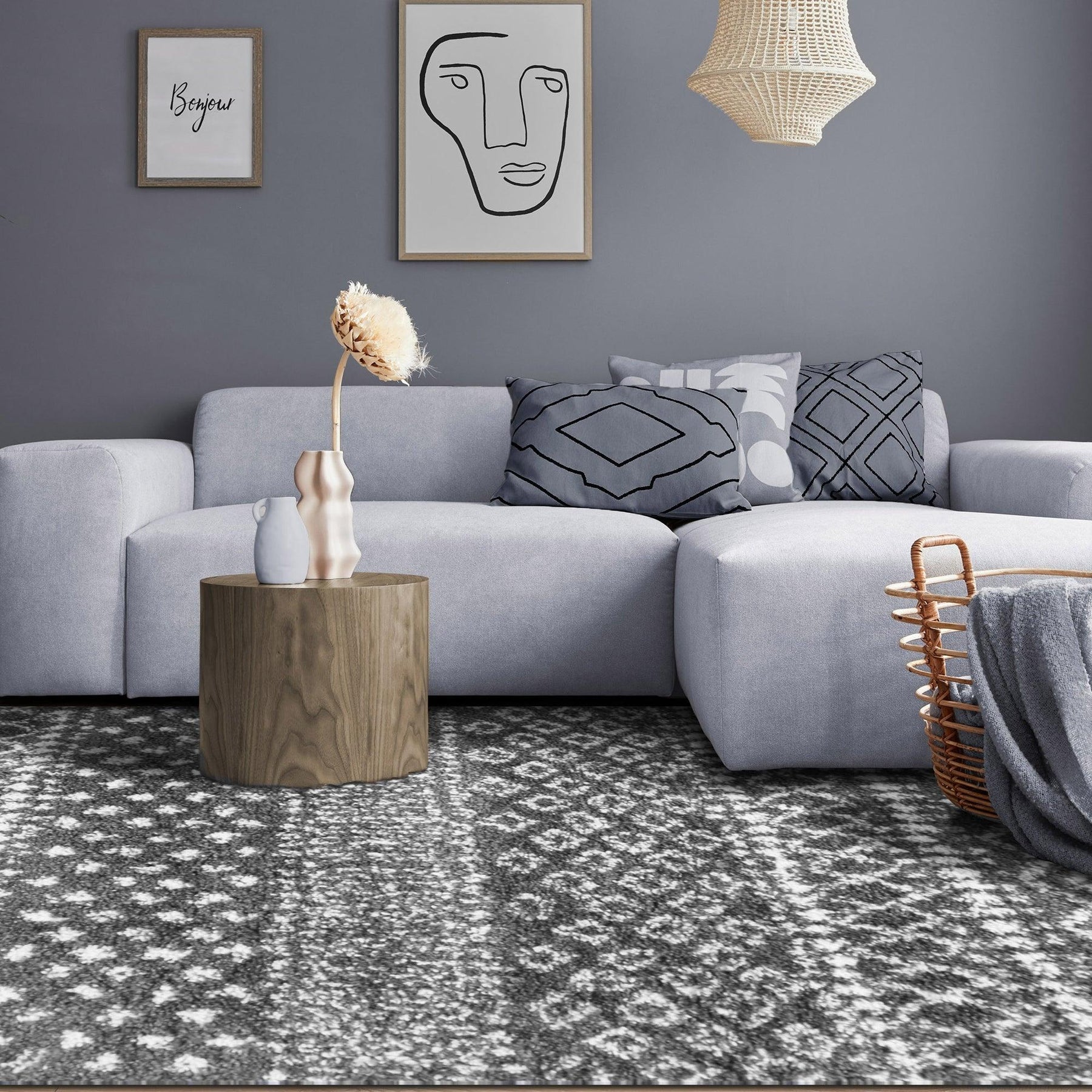 Jayce Boho Geometric Area Rug Indoor Plush Shag Rugs