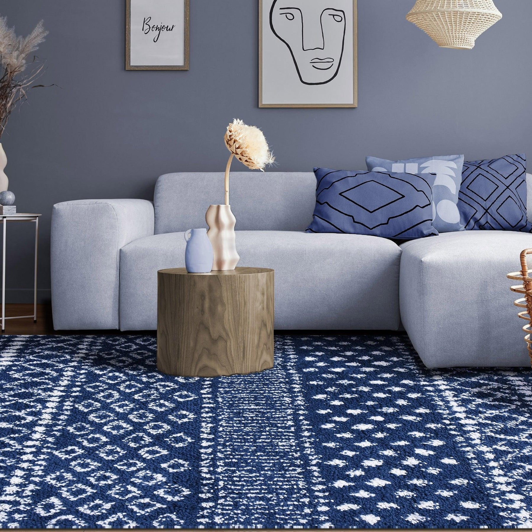 Jayce Boho Geometric Area Rug Indoor Plush Shag Rugs
