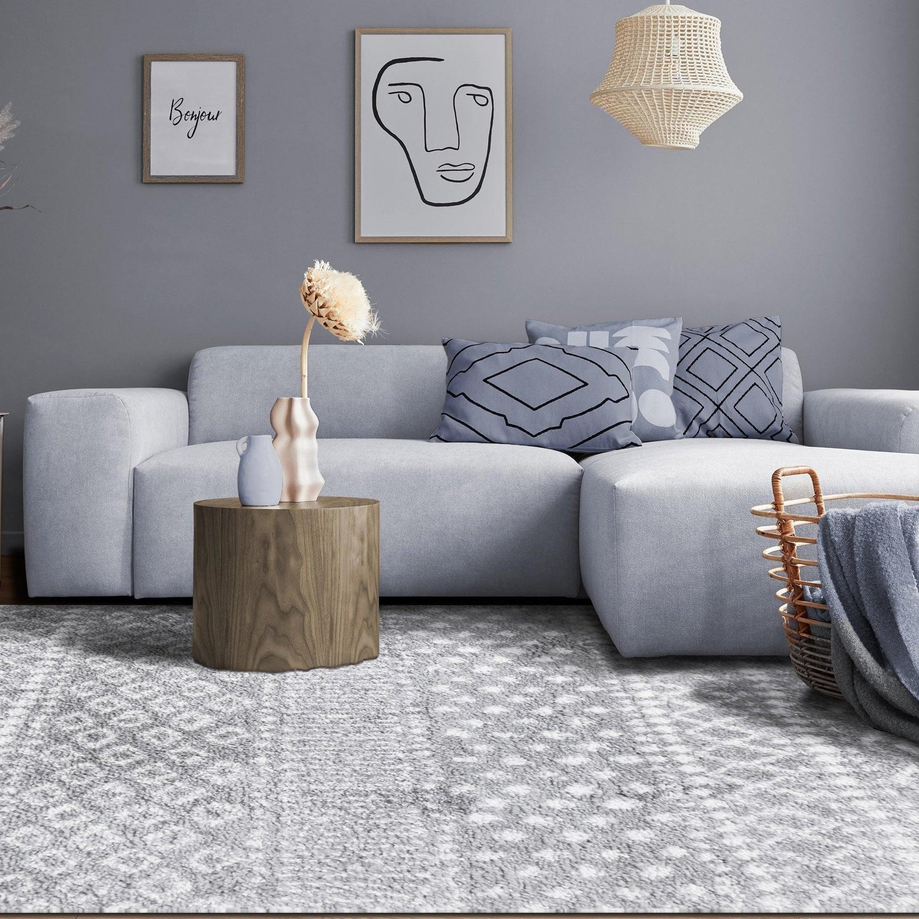Jayce Boho Geometric Area Rug Indoor Plush Shag Rugs