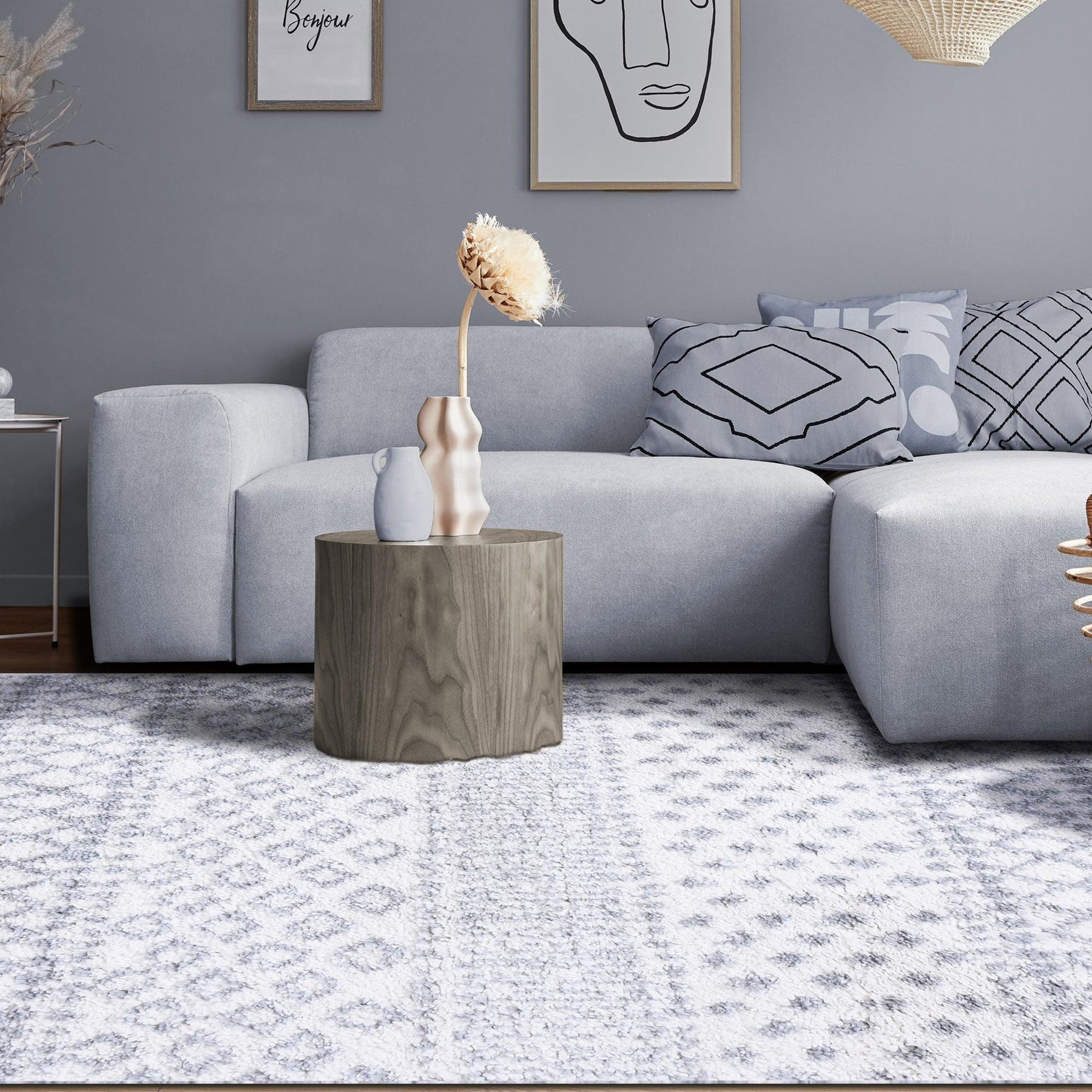 Jayce Boho Geometric Area Rug Indoor Plush Shag Rugs