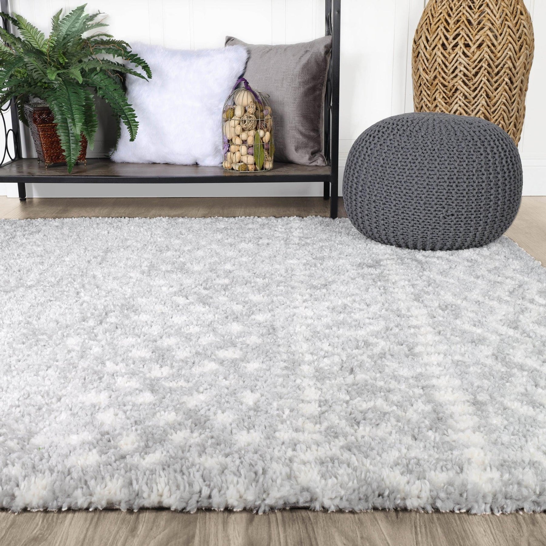 Jayce Boho Geometric Area Rug Indoor Plush Shag Rugs