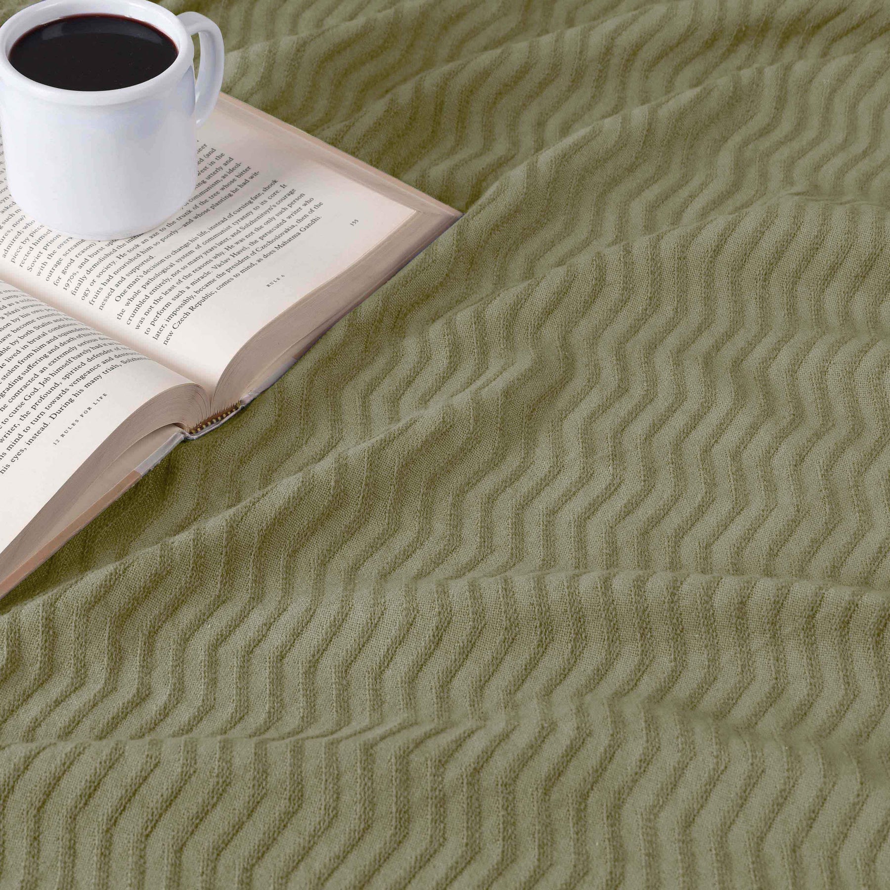 Jena Cotton Textured Chevron Lightweight Woven Blanket